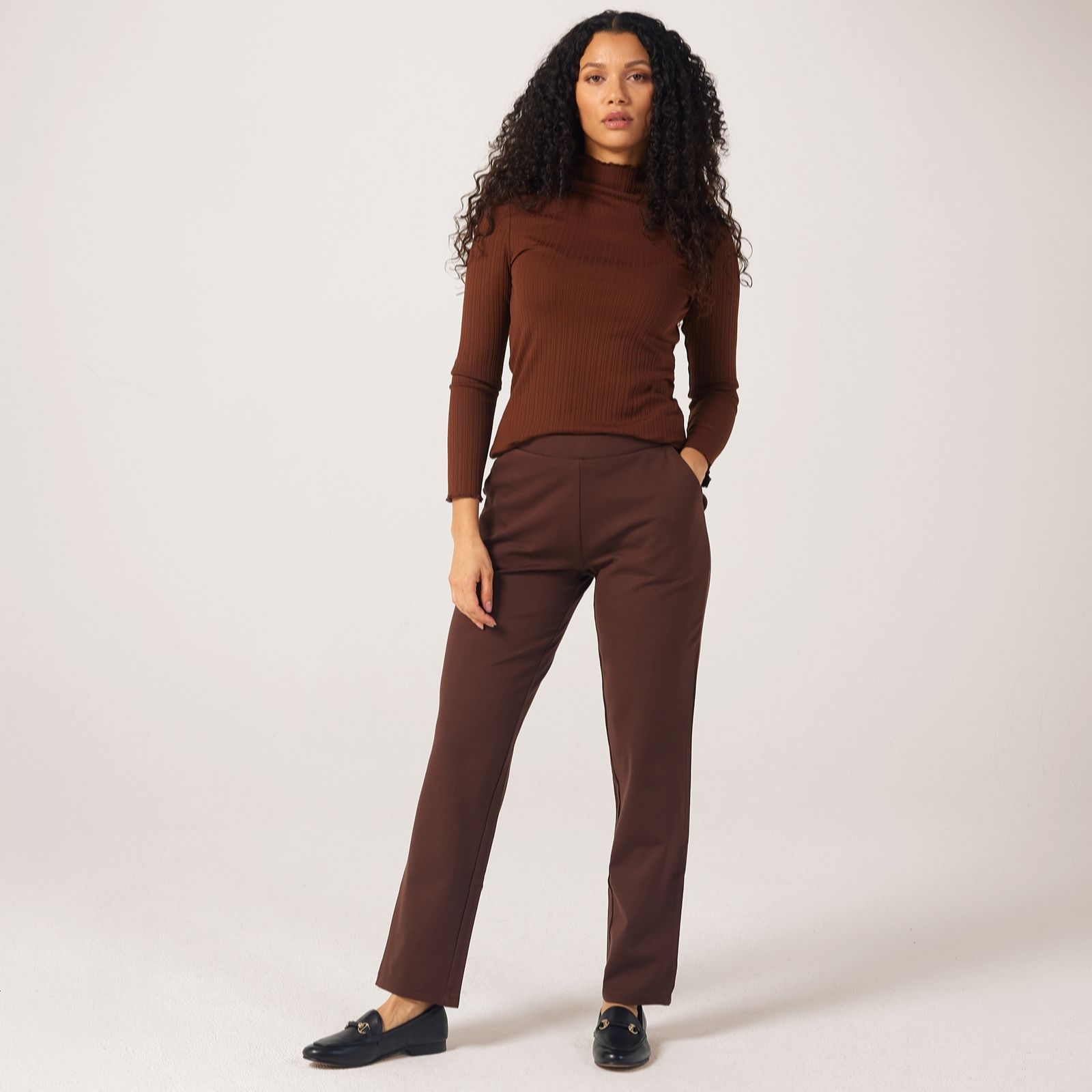 Denim & Co. Ponte Straight Leg Trousers Standard