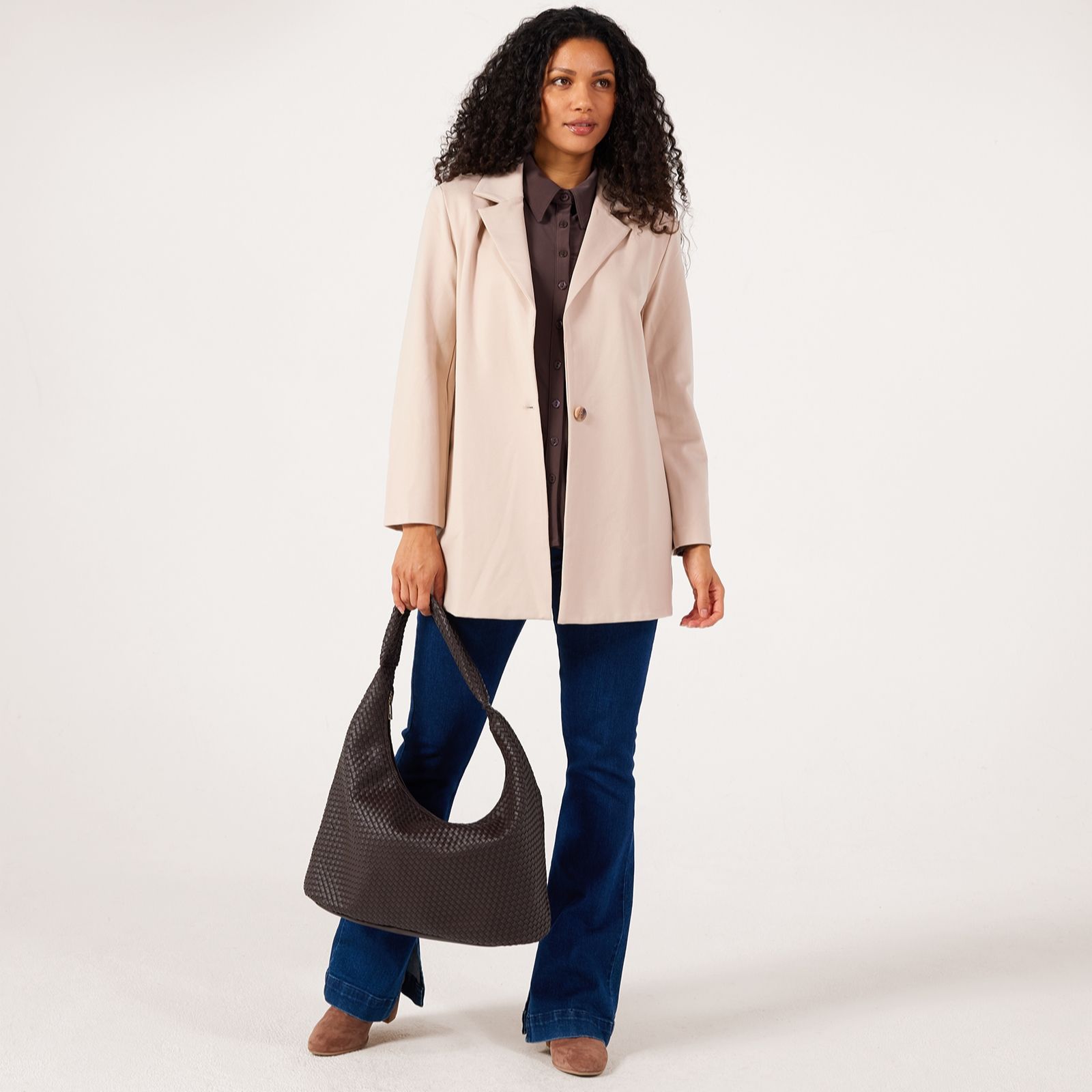 Kim & Co Stretch Ponte Long Sleeve Relaxed Blazer