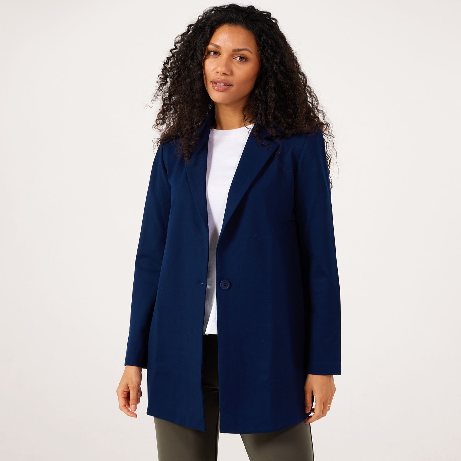 Kim & Co Stretch Ponte Long Sleeve Relaxed Blazer