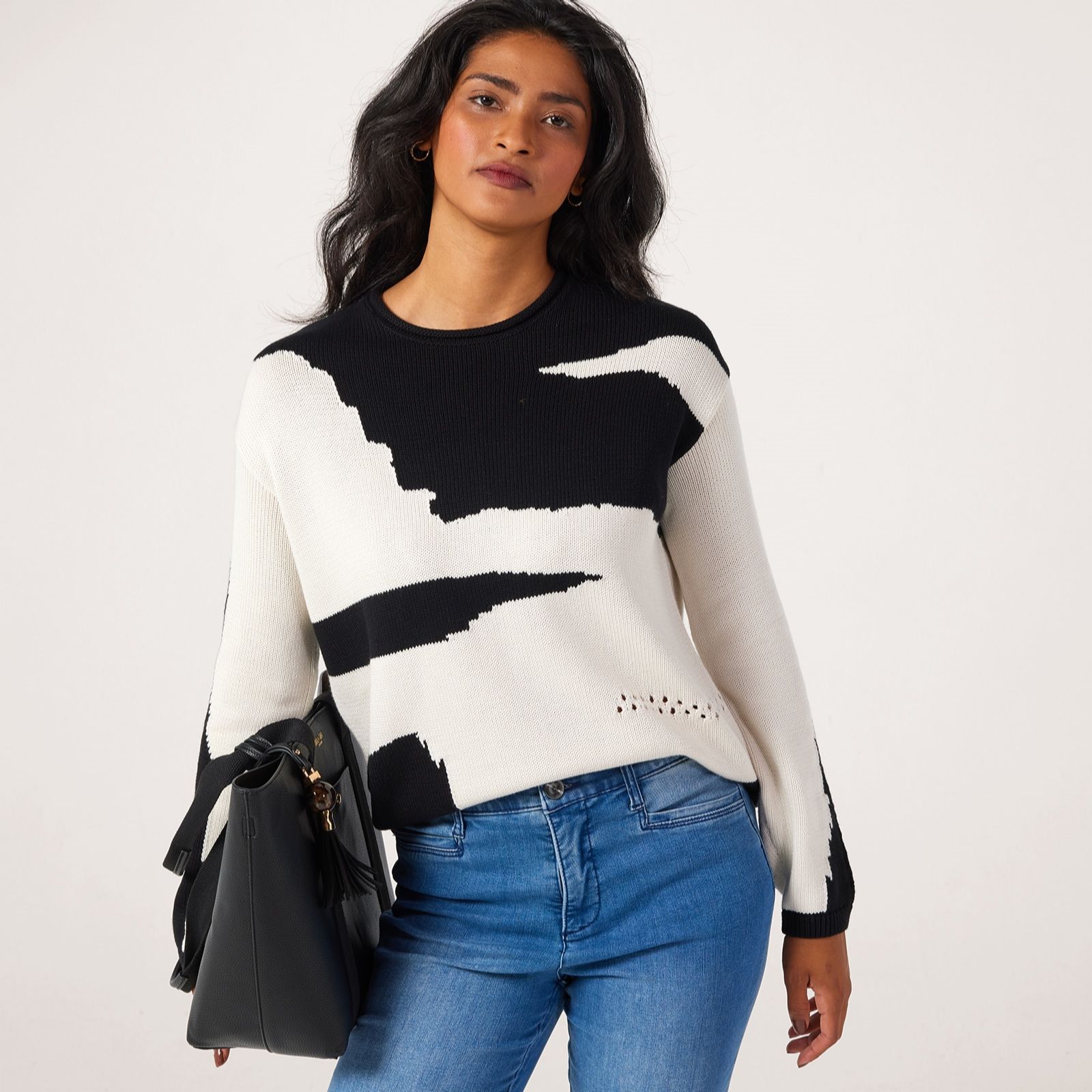 MarlaWynne Intarsia Cotton Viscose Print Jumper