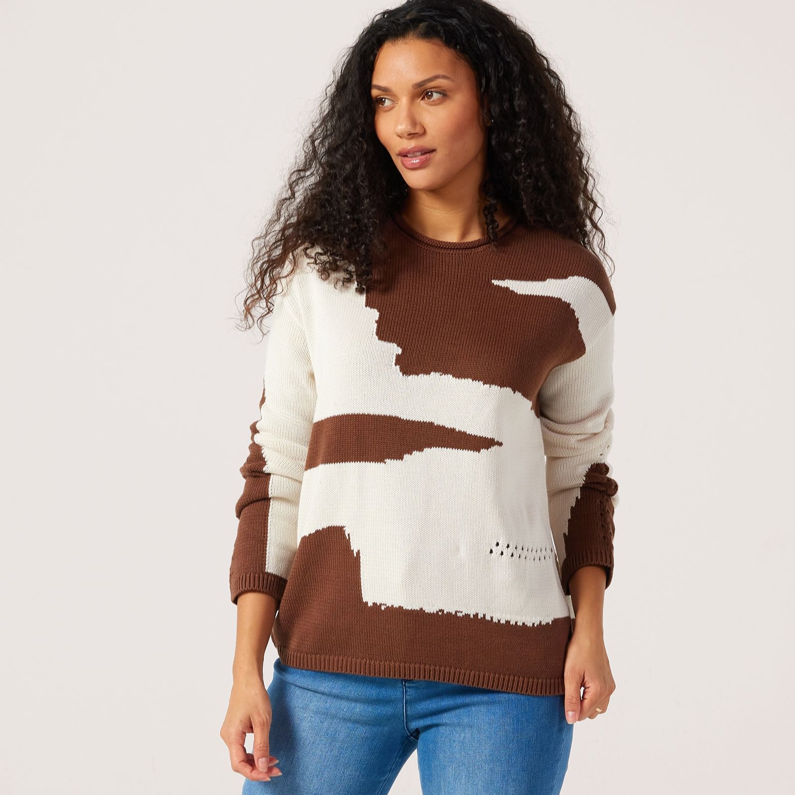 MarlaWynne Intarsia Cotton Viscose Print Jumper