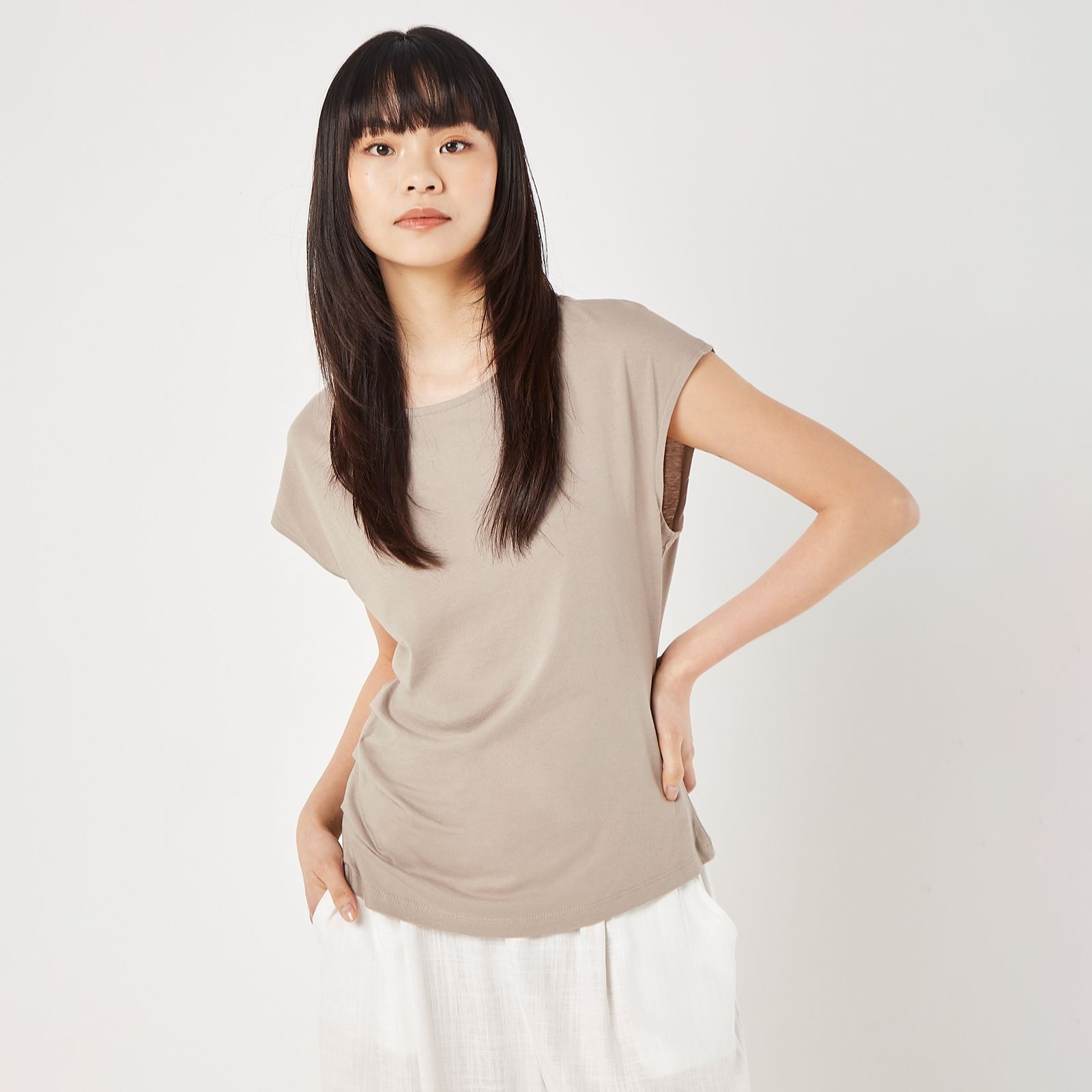 Apricot Jersey Side Ruched Top
