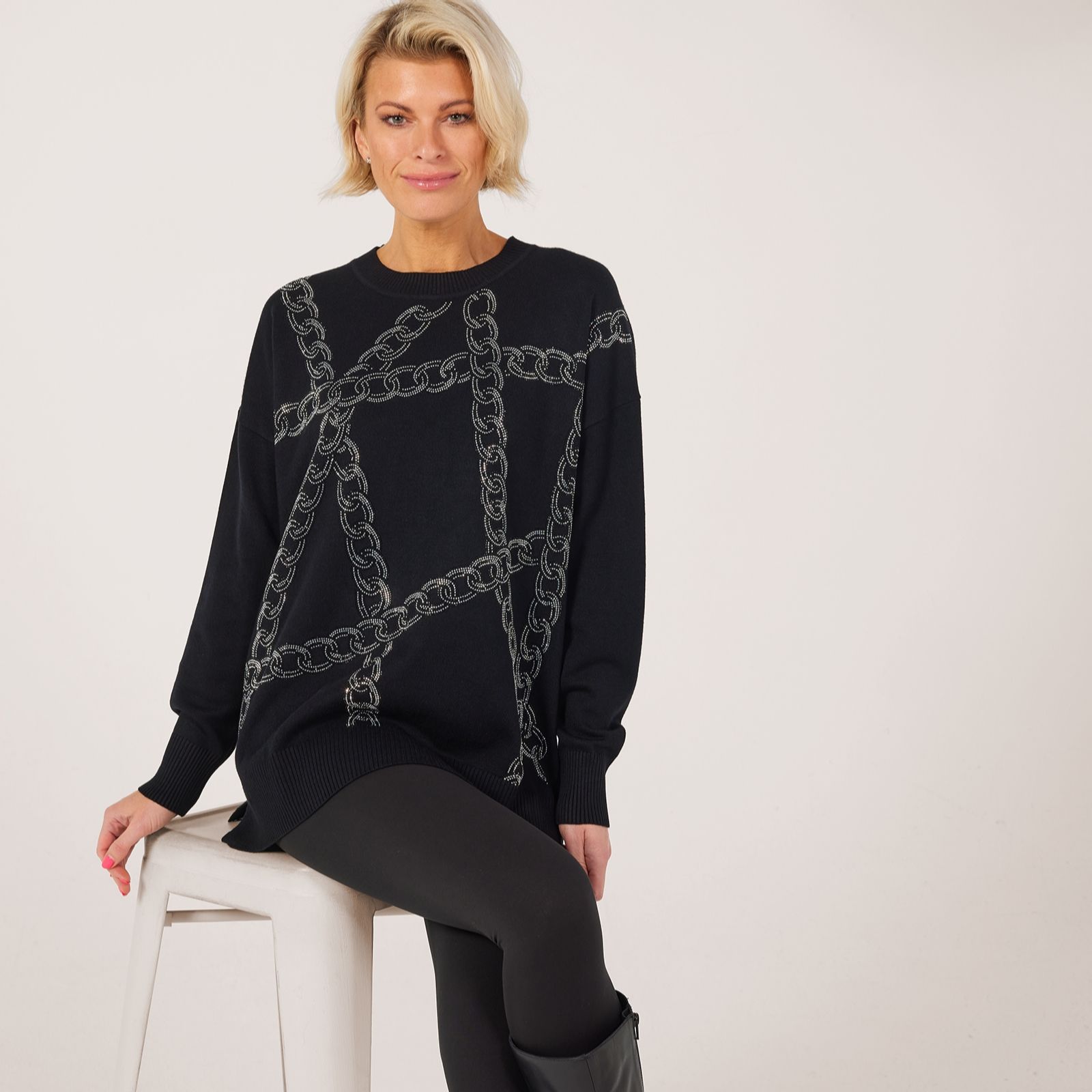 Frank Usher Chain Stud Embellishment Knit Jumper