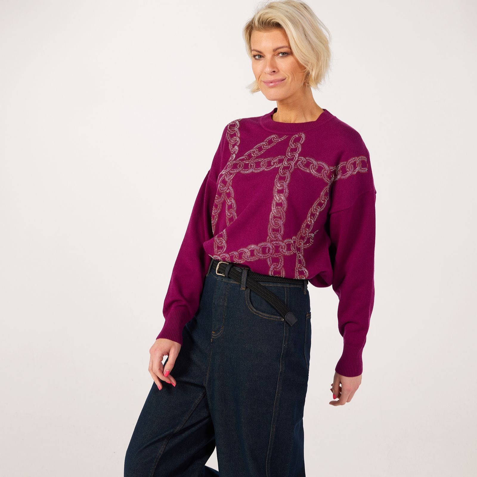 Frank Usher Chain Stud Embellishment Knit Jumper