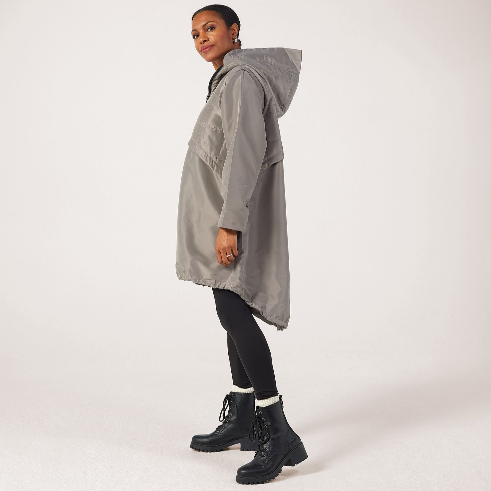 Malissa J Hooded Light Zip Jacket with Removable Sleeves