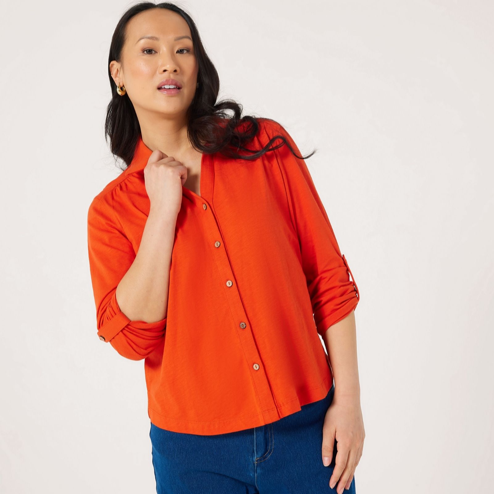 Denim & Co. Jersey Cotton Slub Shirt