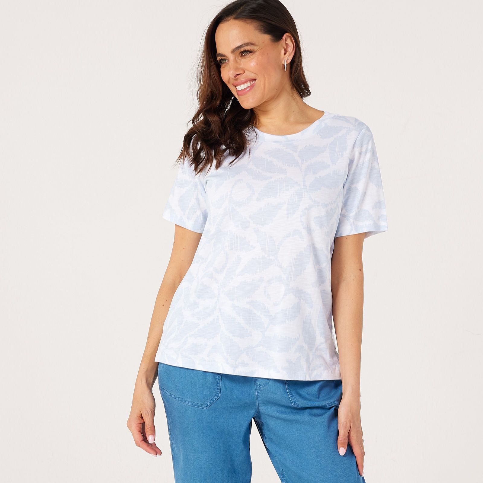 Ruth Langsford Slub linen blend printed T-shirt