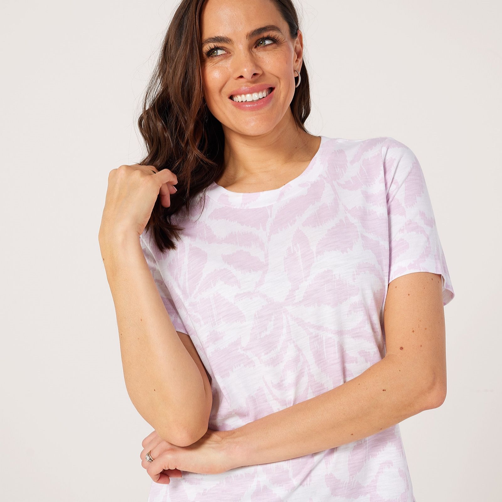 Ruth Langsford Slub linen blend printed T-shirt