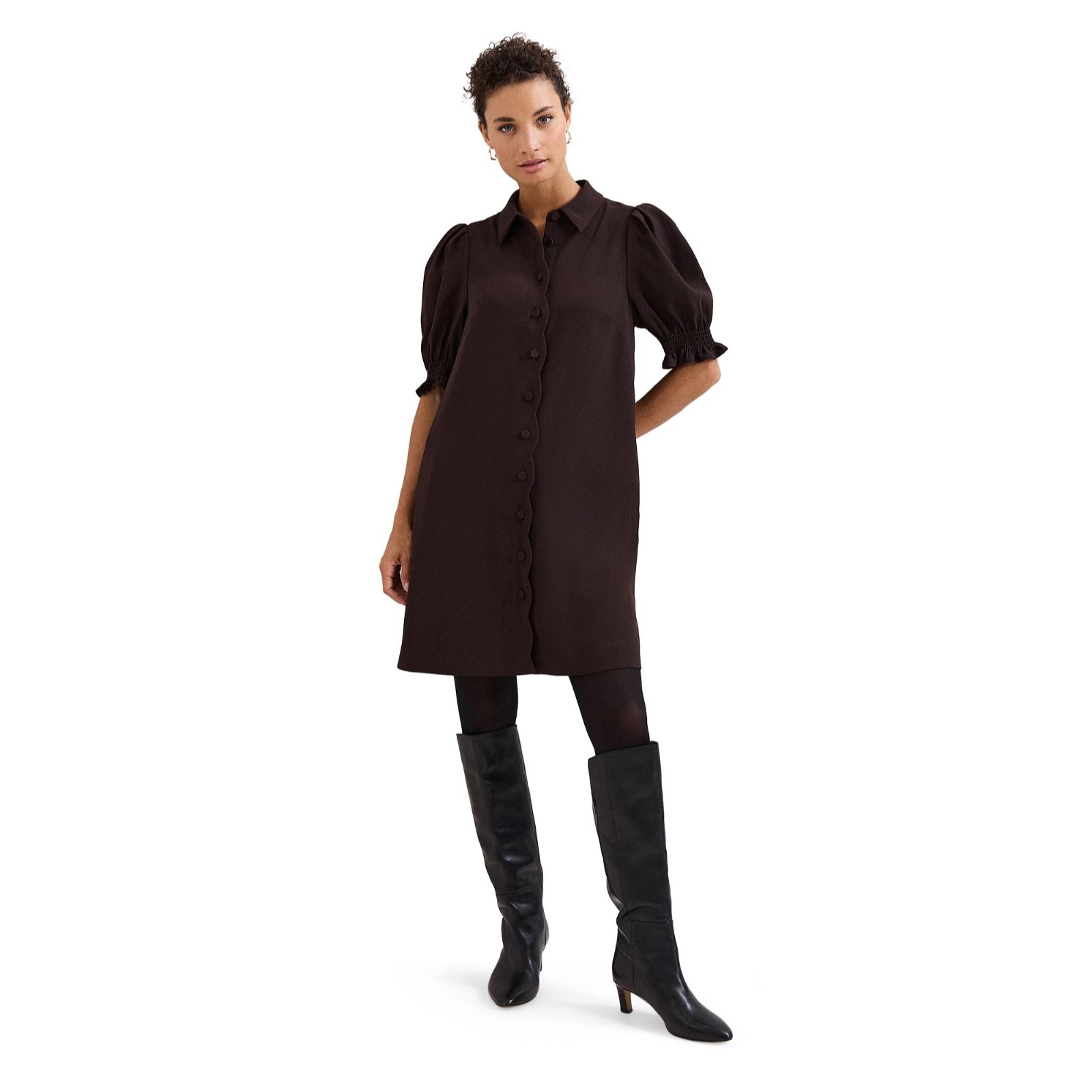 Phase Eight Candice Brown Scallop Dress