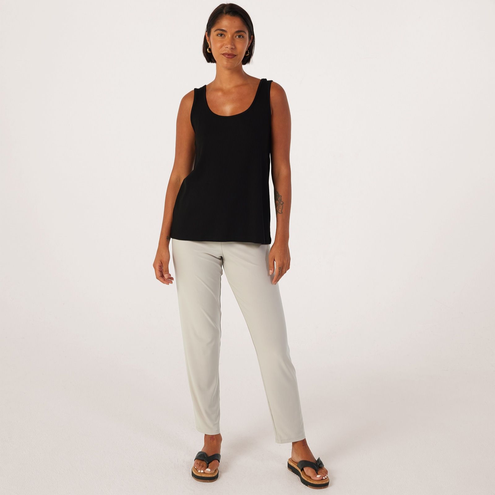 Kim & Co Viscose Rib Jersey Front To Back Revirsible Essential Top