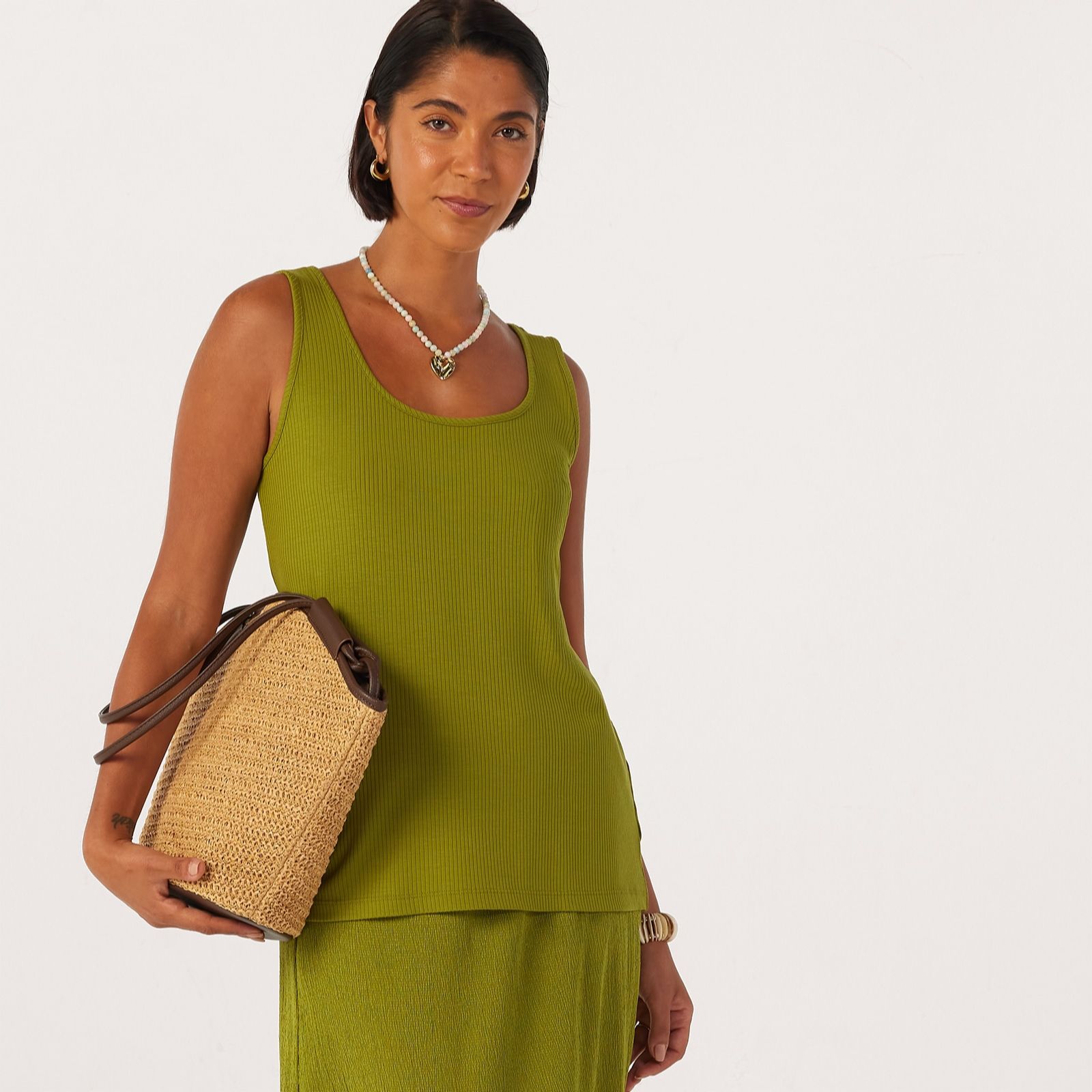 Kim & Co Viscose Rib Jersey Front To Back Revirsible Essential Top