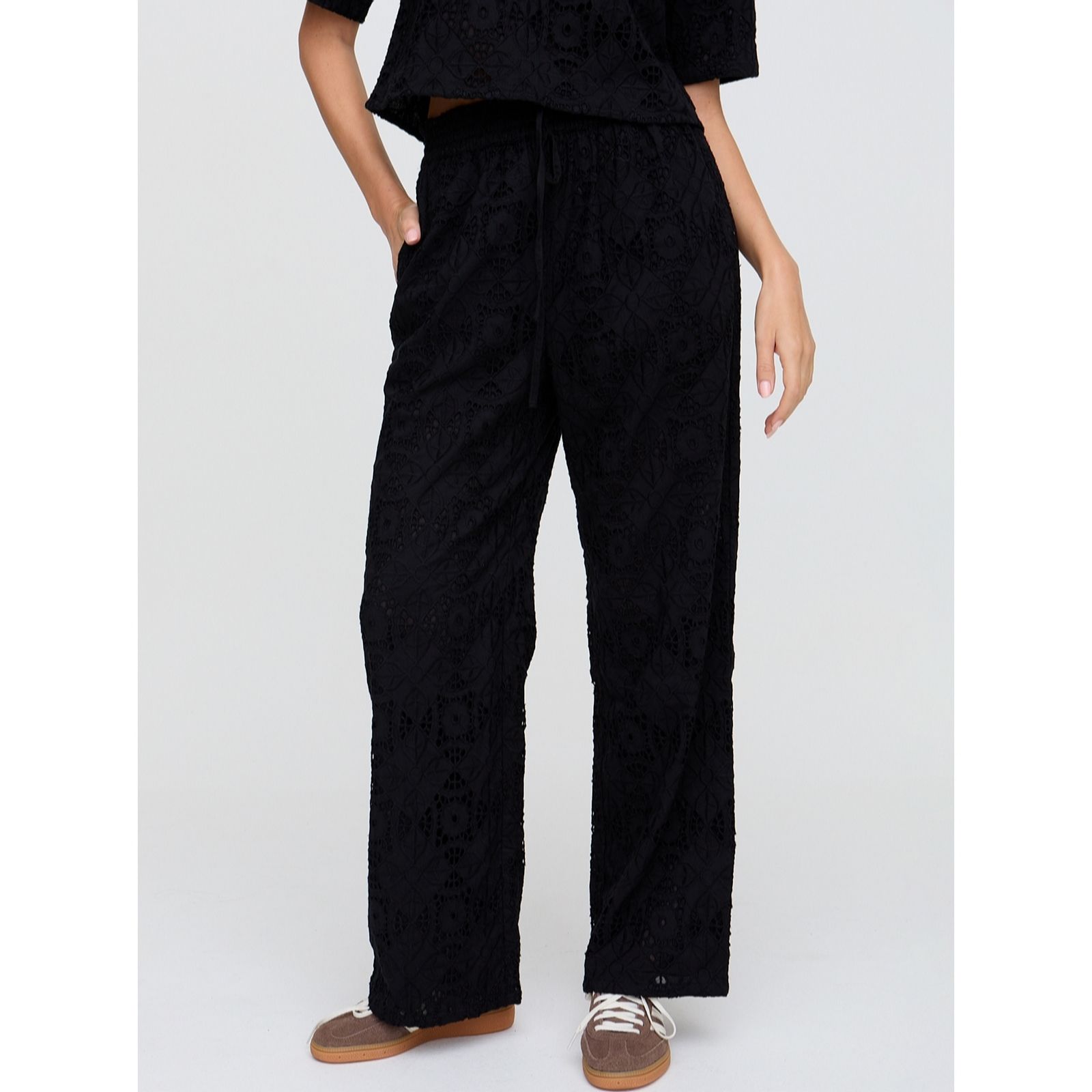 Raffya Opal Broderie Anglaise Wide Leg Trousers