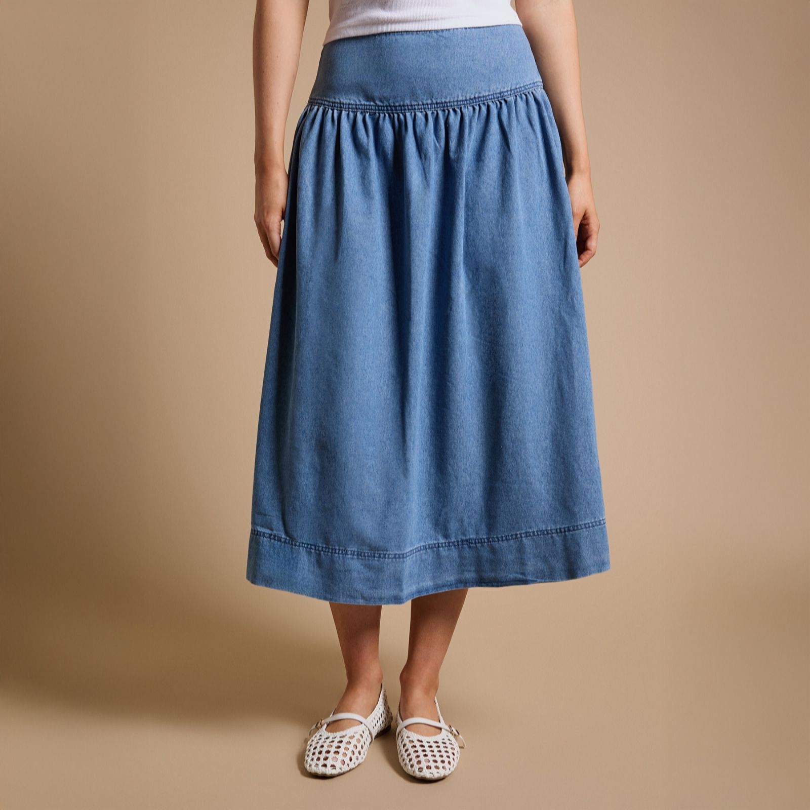 Dorothy Perkins Dropped Waist Denim Maxi Skirt Standard
