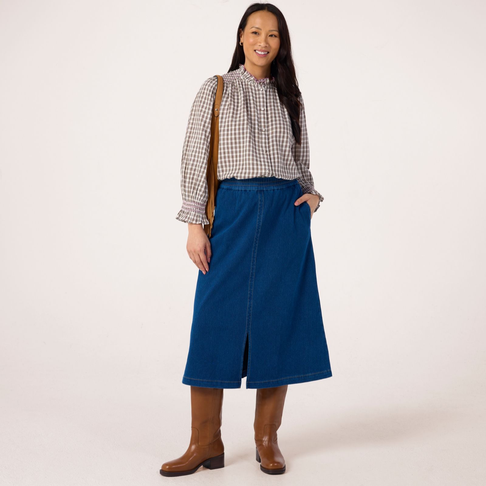 Denim & Co Comfy Knit Denim Skirt