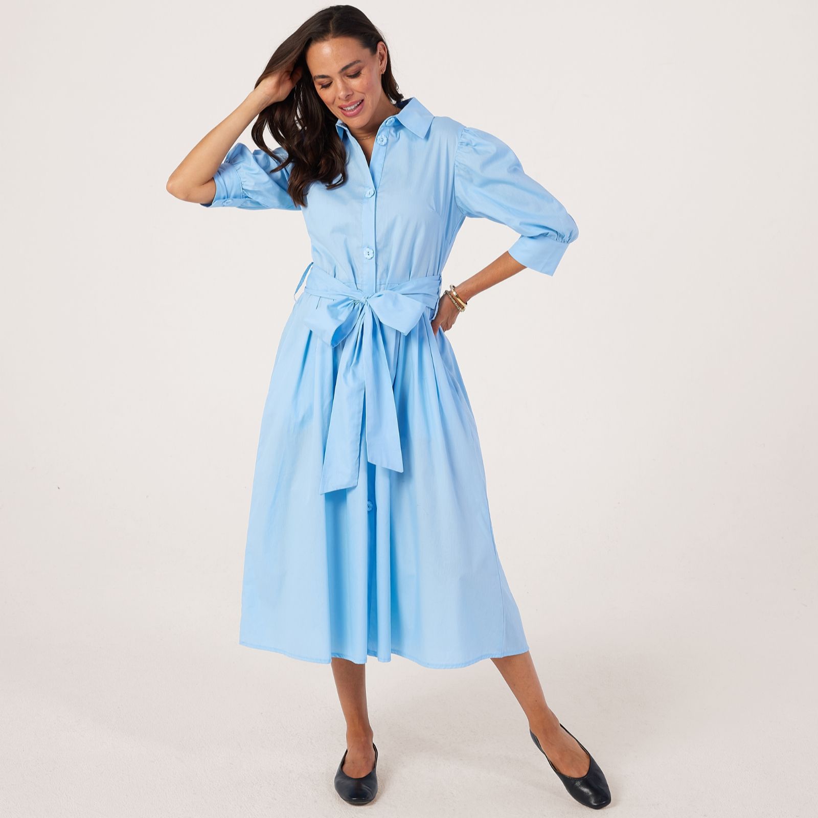 Helene Berman 100% Cotton Dress with Floral Buttons