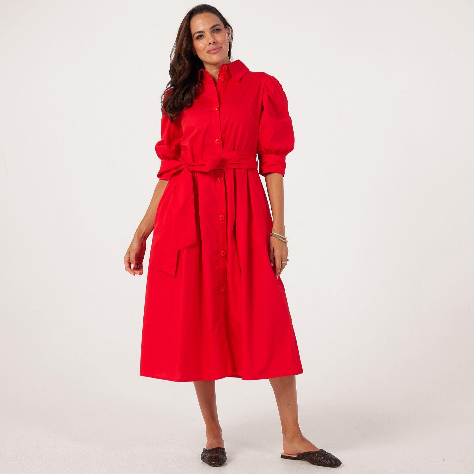 Helene Berman 100% Cotton Dress with Floral Buttons