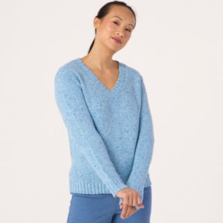 Denim & Co. V Neck Nep Yarn Jumper