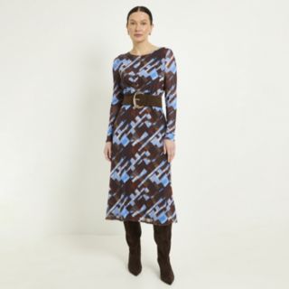 Wallis Check Print Mesh Wrap Style Midi Dress