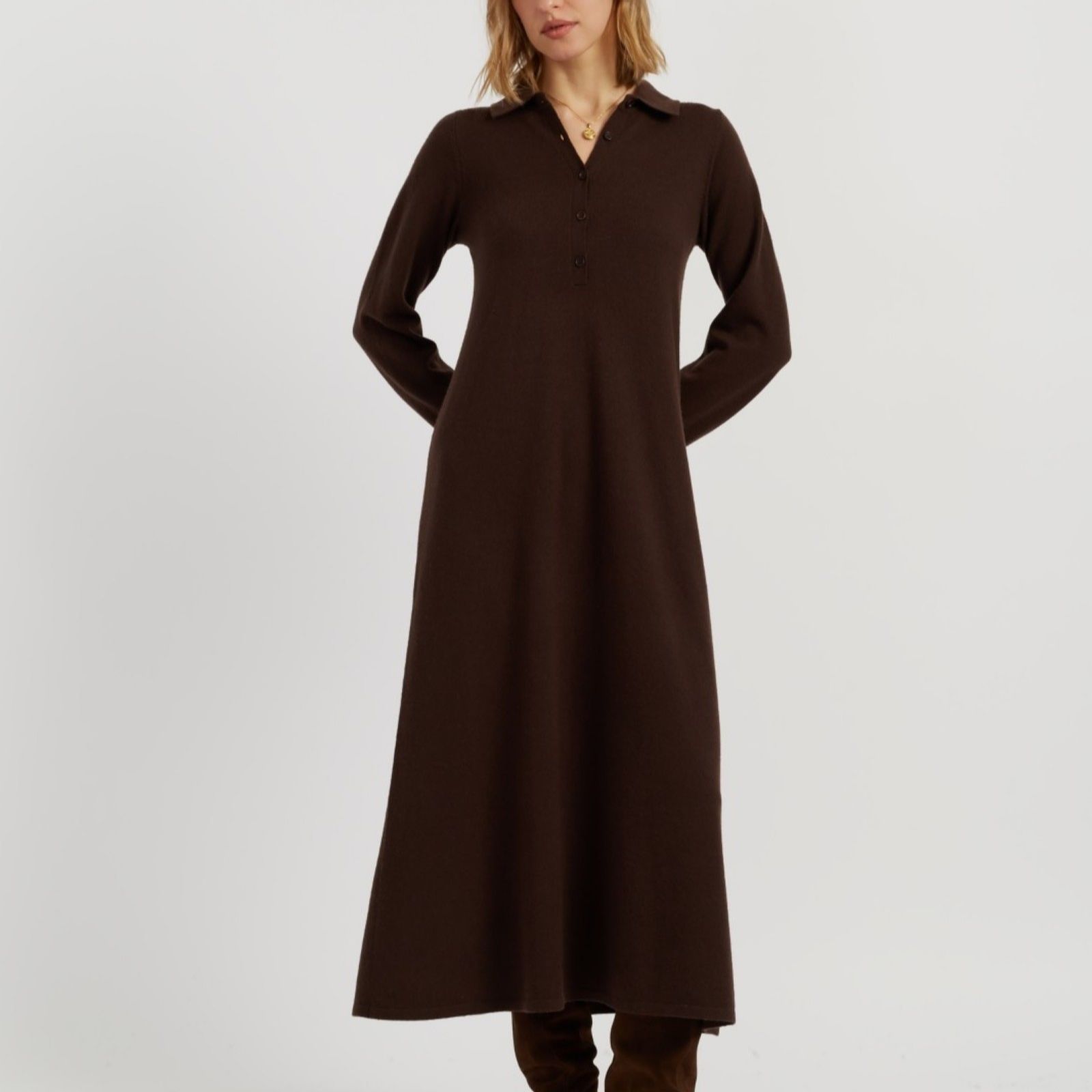 Chinti & Parker Wool Cashmere Blend Knitted Collared Midi Dress