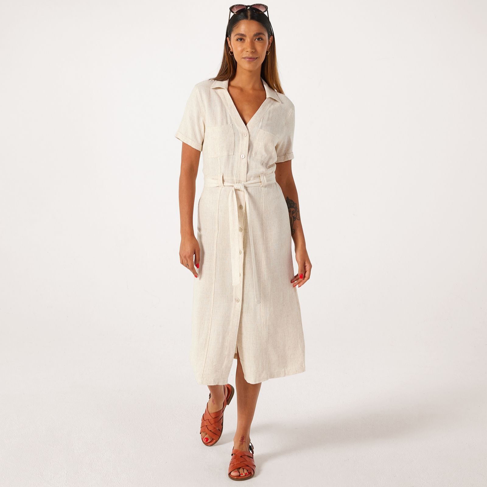 Only Siesta Linen Blend Shirt Dress