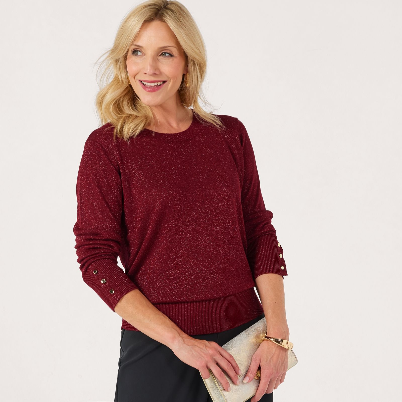 Ruth Langsford Shimmer Jumper with Button Cuff