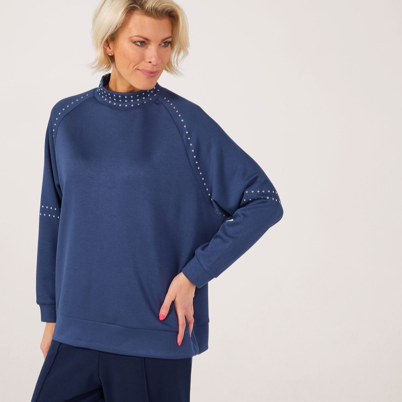 Frank Usher High Neck Super Soft Jersey Jumper With Studs