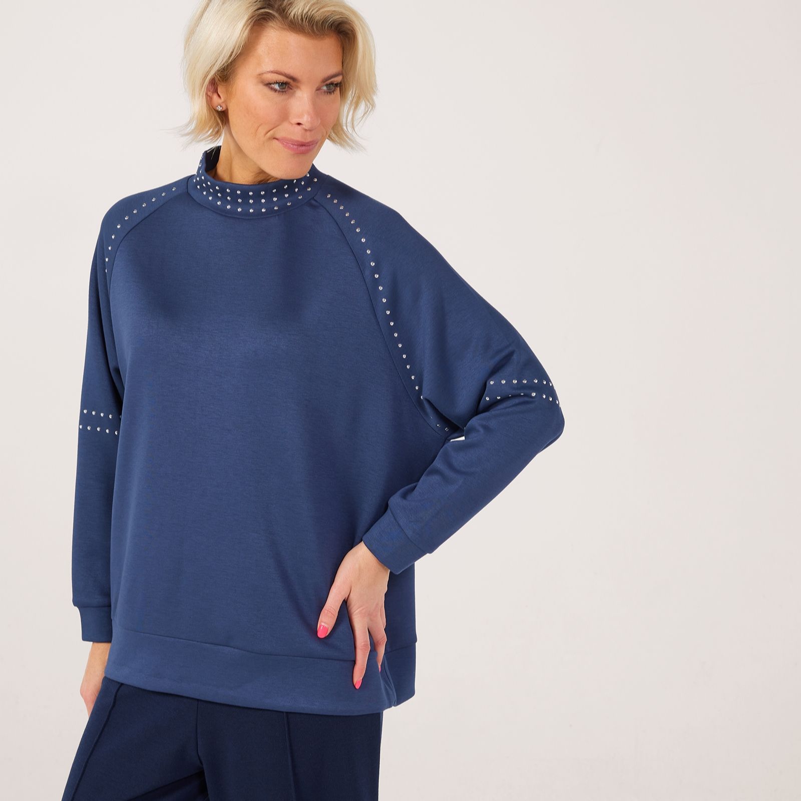 Frank Usher High Neck Super Soft Jersey Jumper With Studs