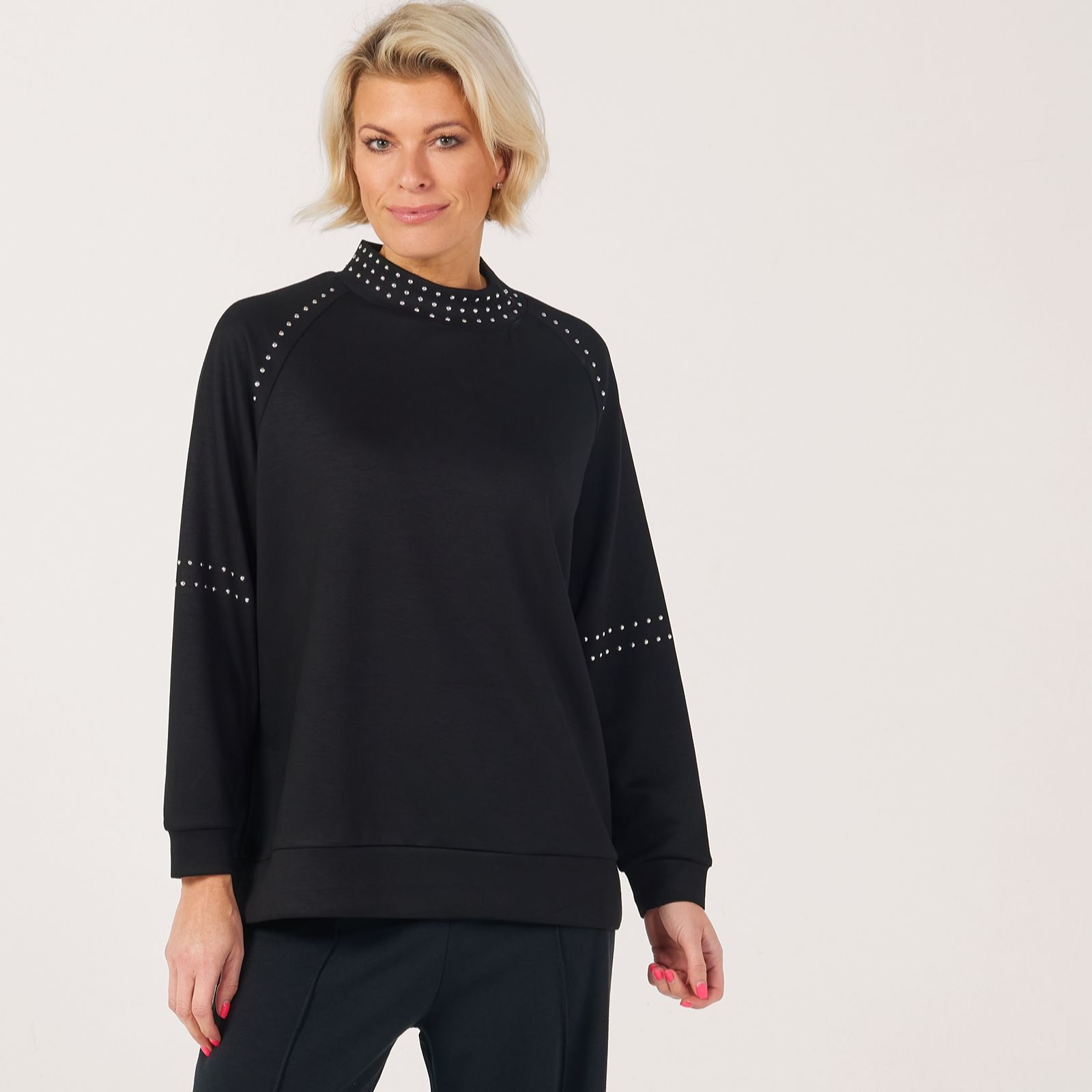 Frank Usher High Neck Super Soft Jersey Jumper With Studs