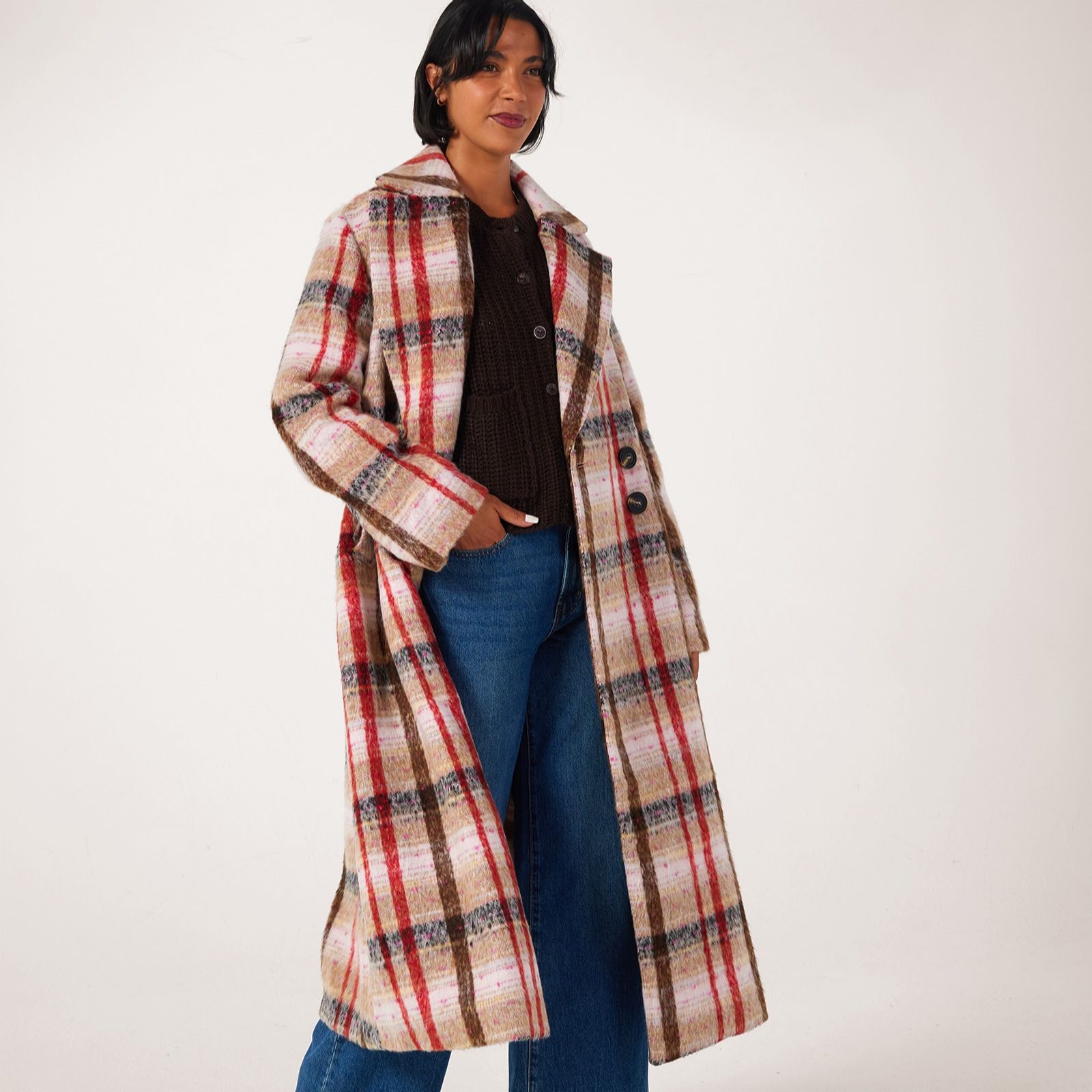 YAS Cira Long Checked Coat