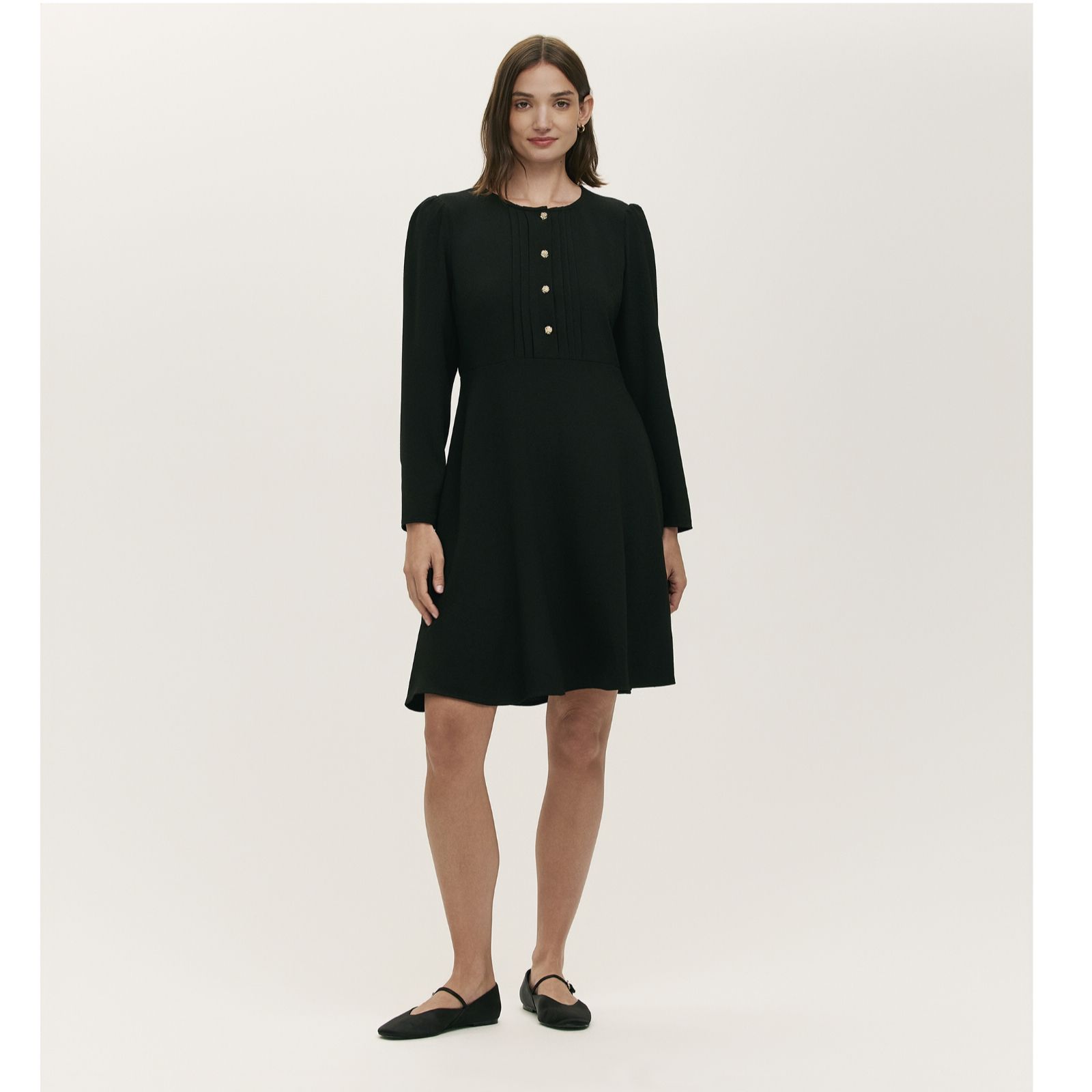 Finery London Shauna Rich Crepe Button Detail Knee- Length Dress