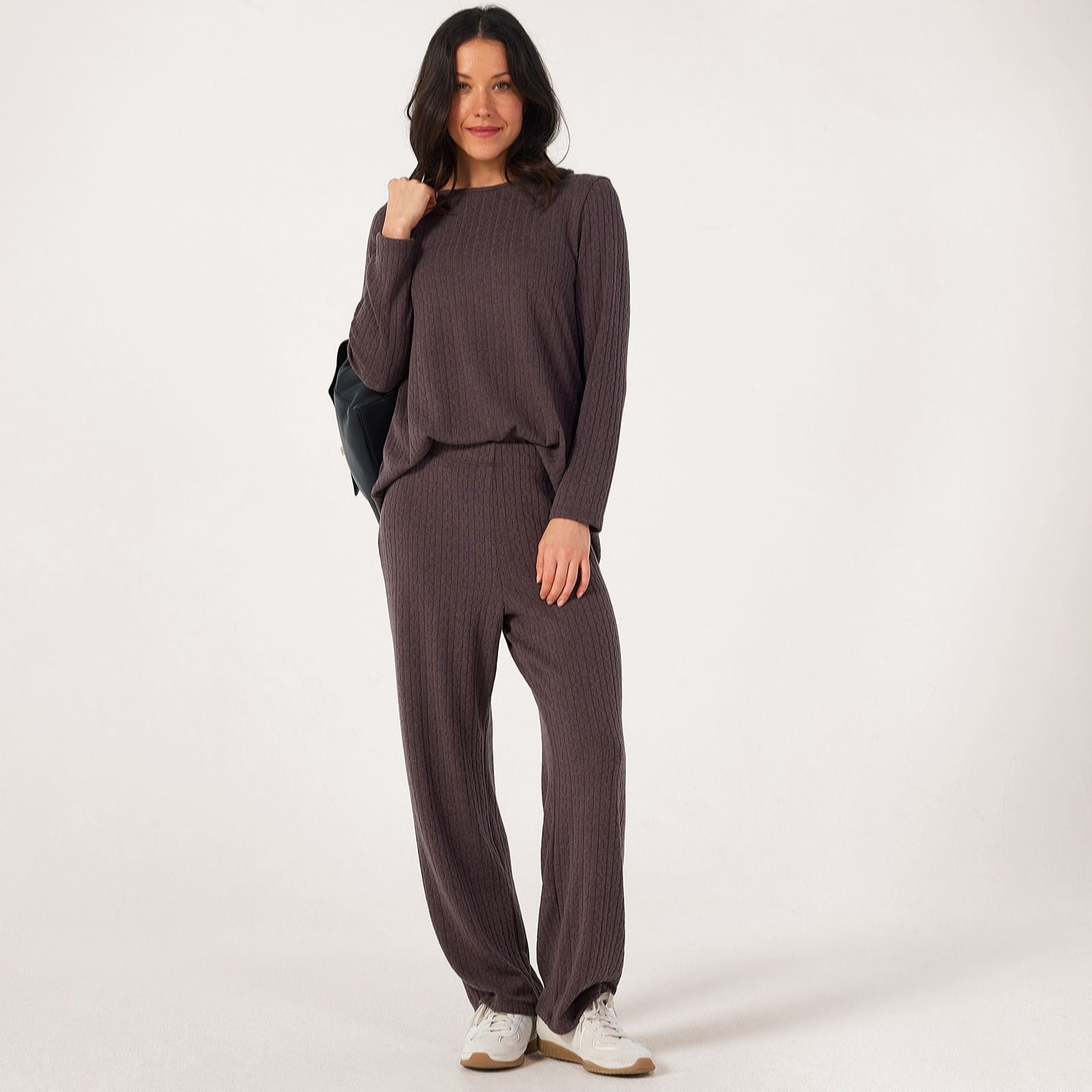 Kim & Co Fine Cable Knit Softline Slim Leg Trousers Standard