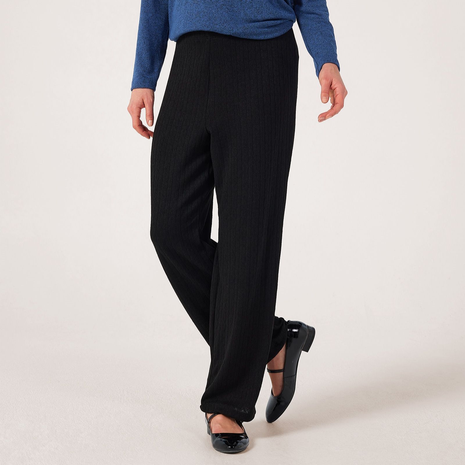 Kim & Co Fine Cable Knit Softline Slim Leg Trousers Standard