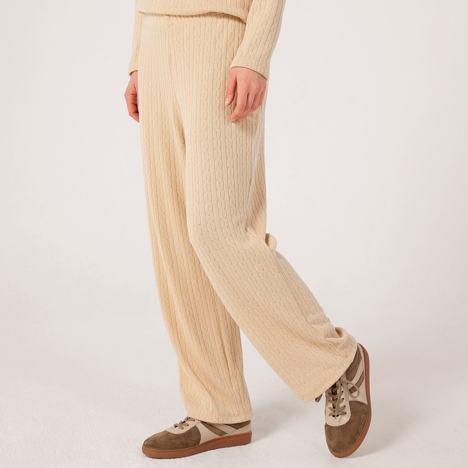 Kim & Co Fine Cable Knit Softline Slim Leg Trousers Standard