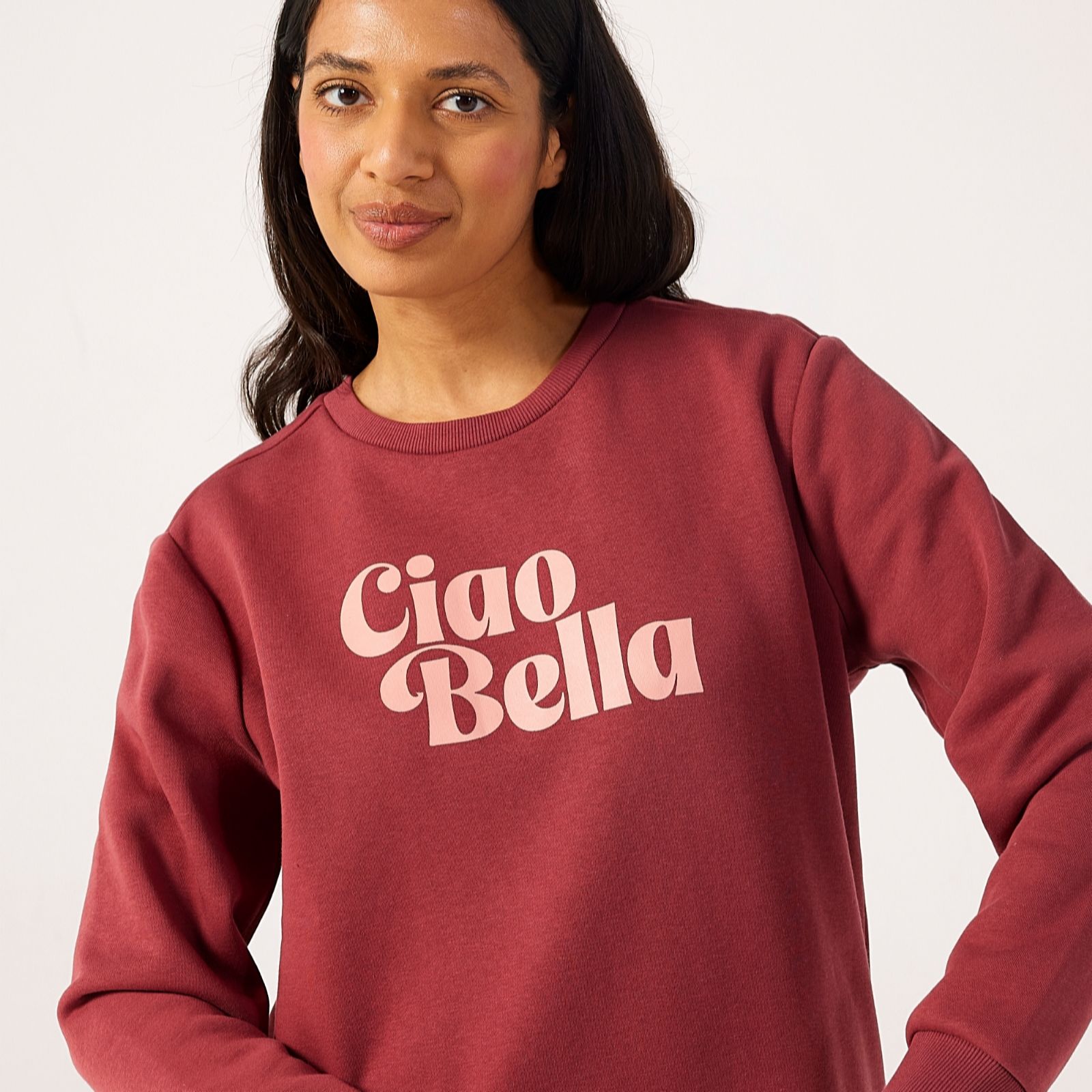 Denim & Co. Slogan Sweatshirt