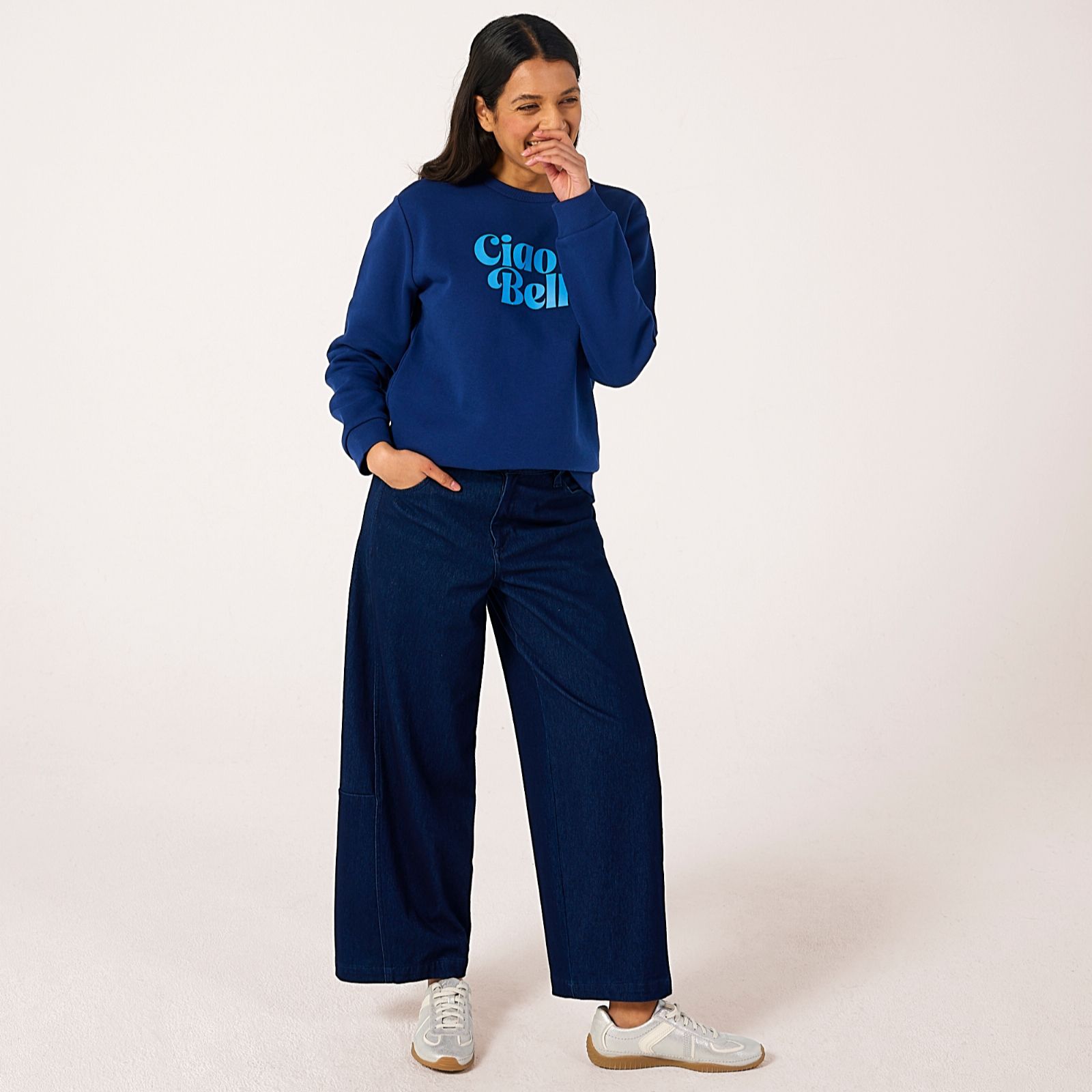 Denim & Co. Slogan Sweatshirt