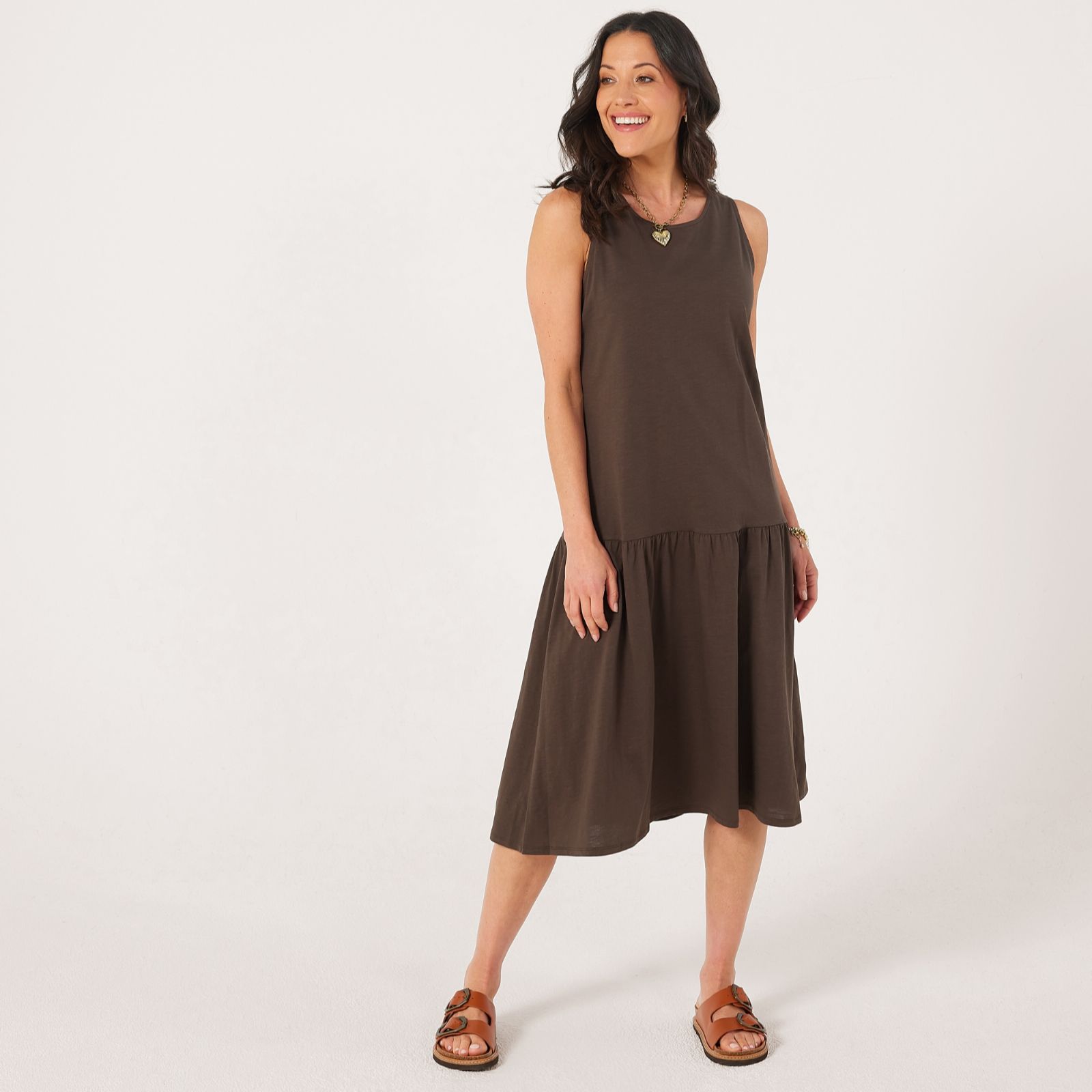 Denim & Co. Cotton Slub Dropped Waist Dress