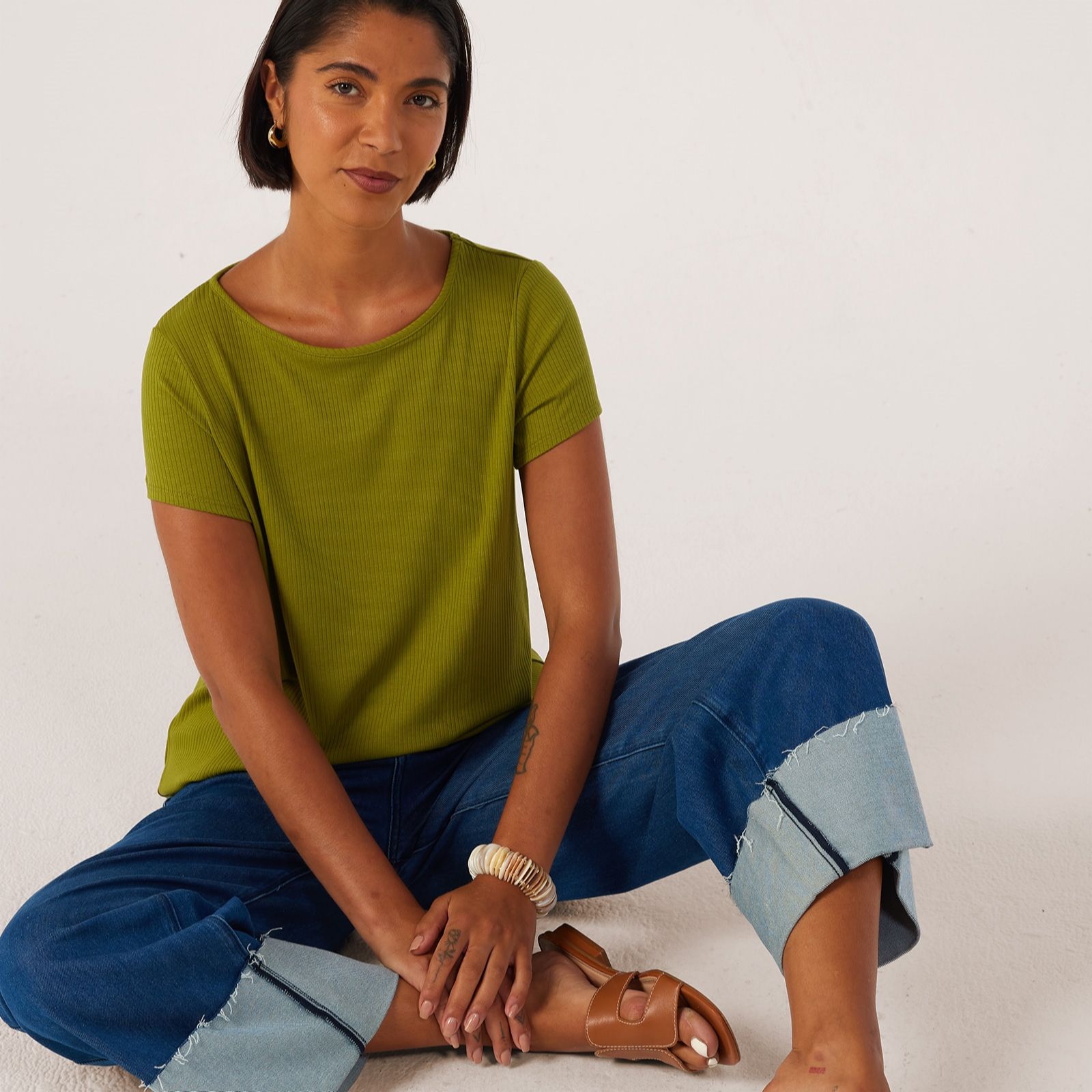 Kim & Co Viscose Rib Jersey Short Sleeve T-Shirt