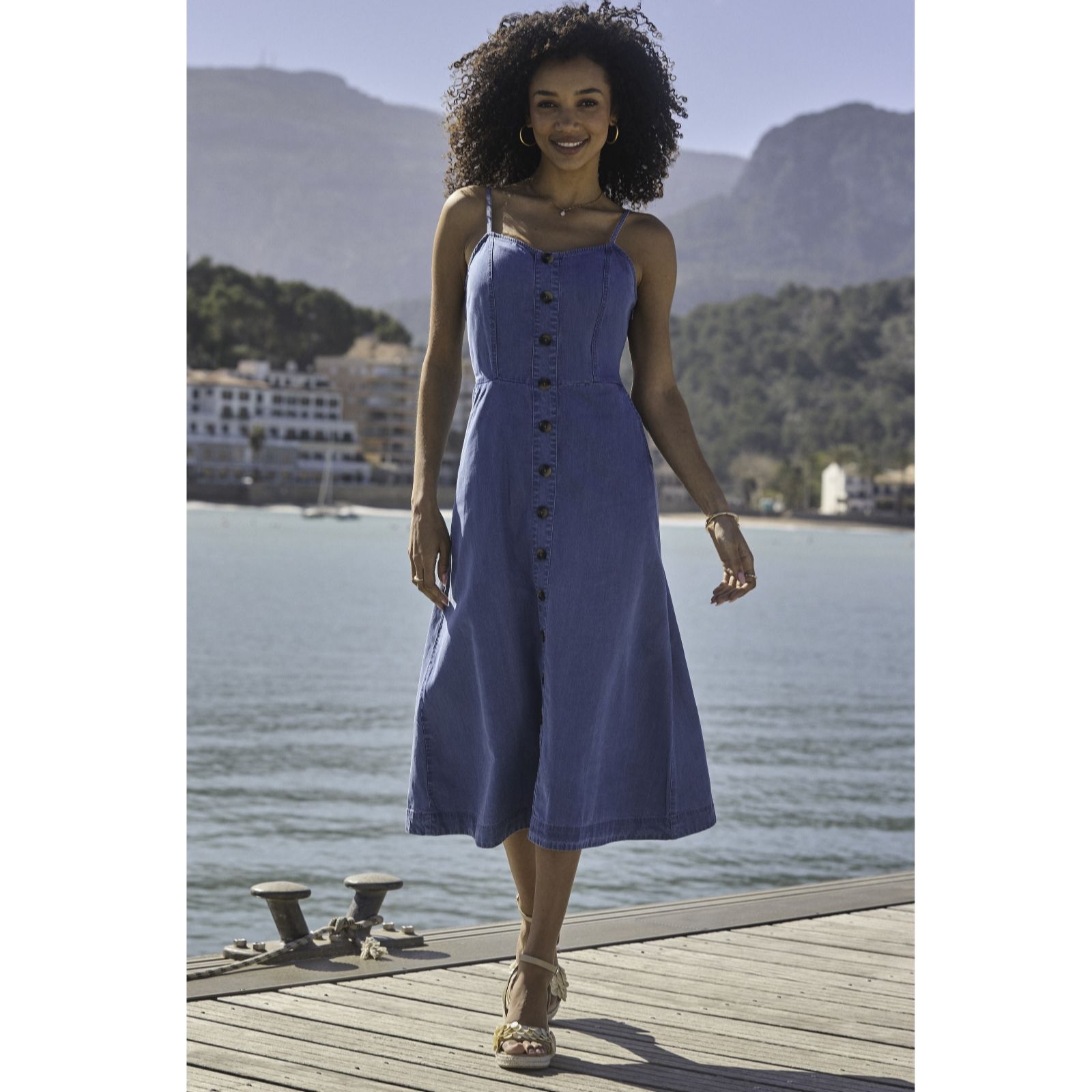 Sosandar Soft Denim Strappy Dress