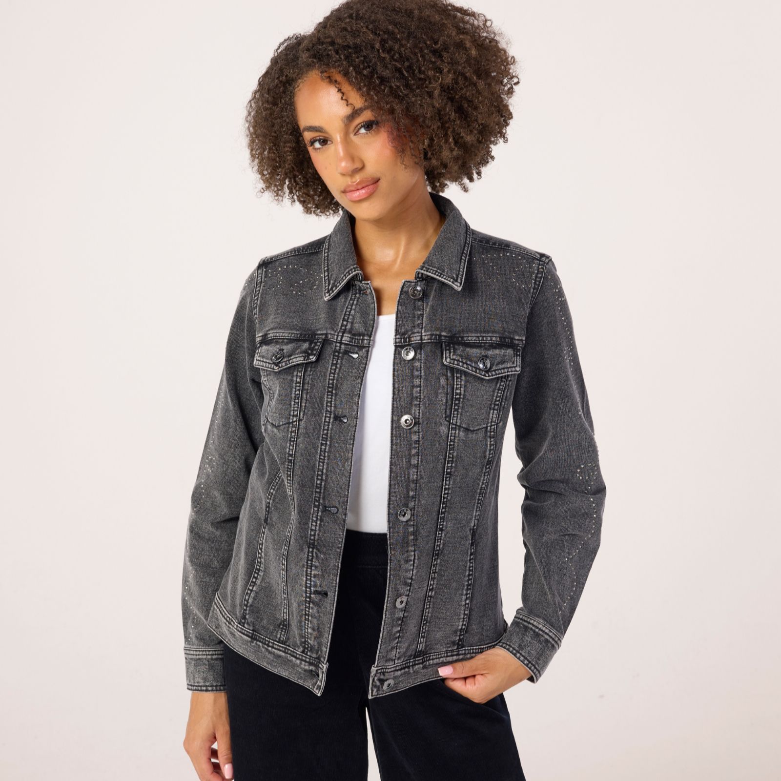 Denim & Co Limited Edition Studded Denim Jacket