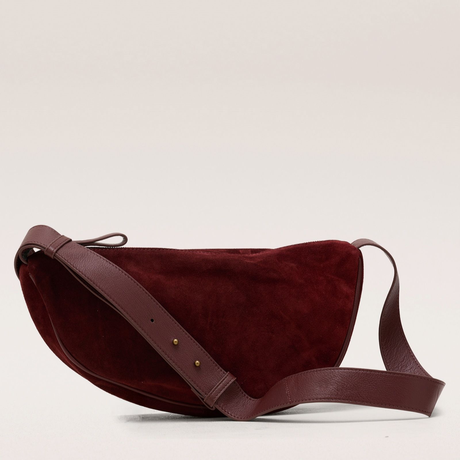 Apricot Suede Half Moon Bag
