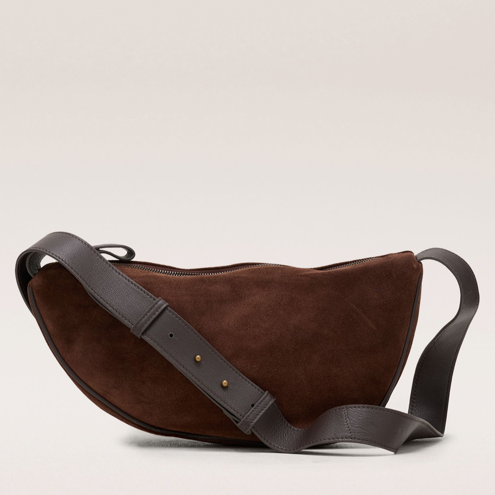 Apricot Suede Half Moon Bag