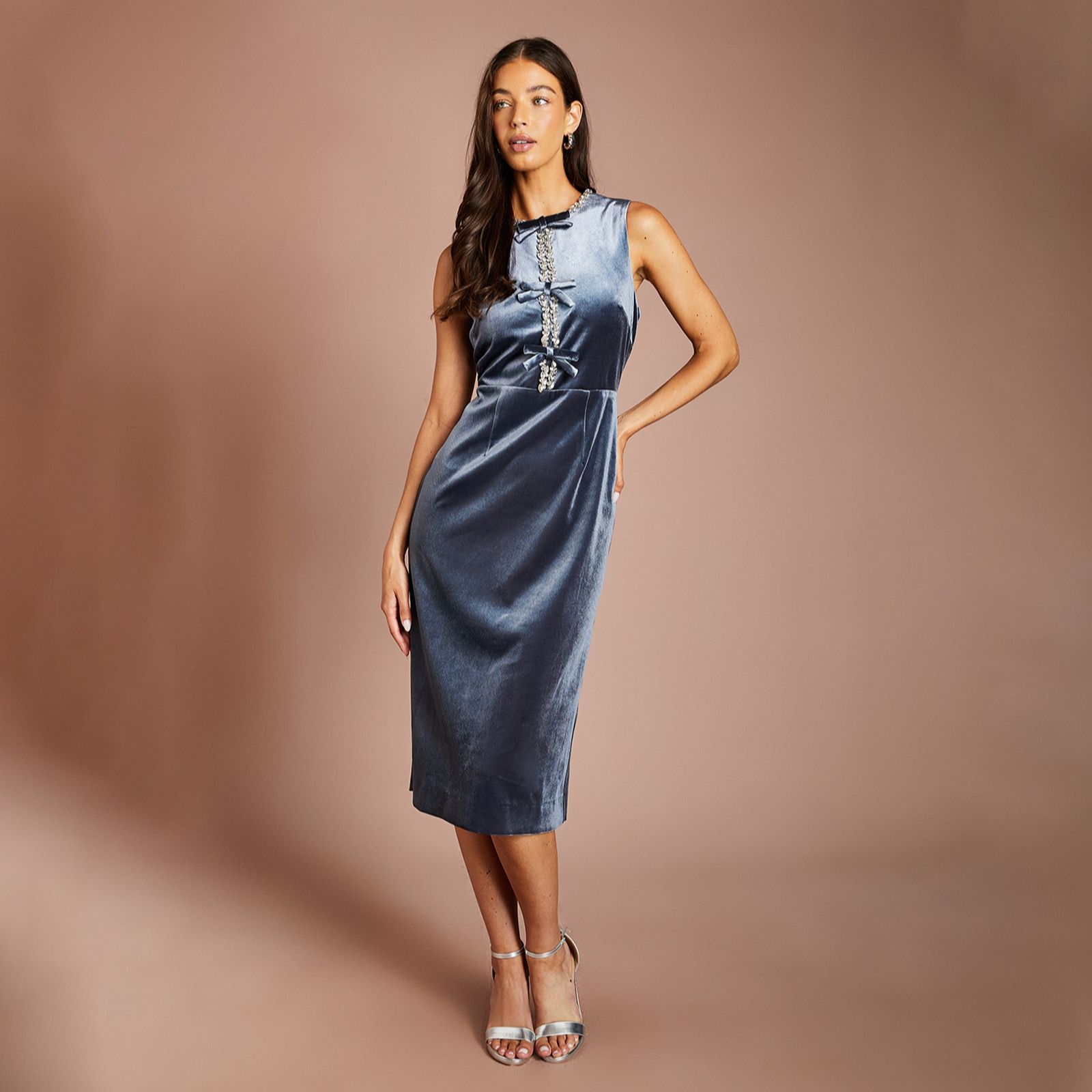 Coast Jewel Bow Velvet Midi Dress