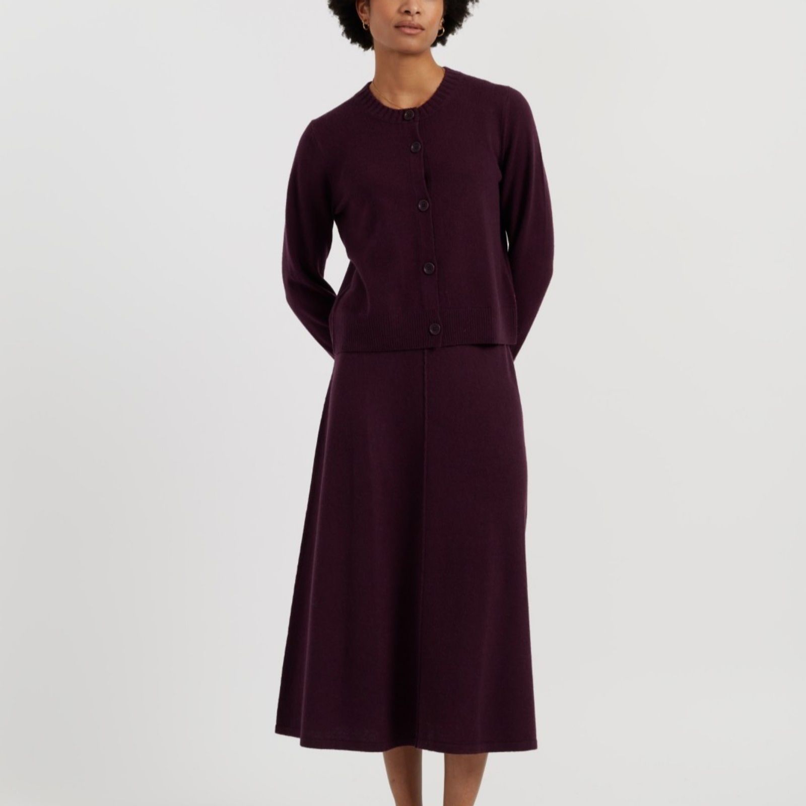 Chinti & Parker Wool Cashmere Blend Knitted Midi Skirt w/Stretch Waist