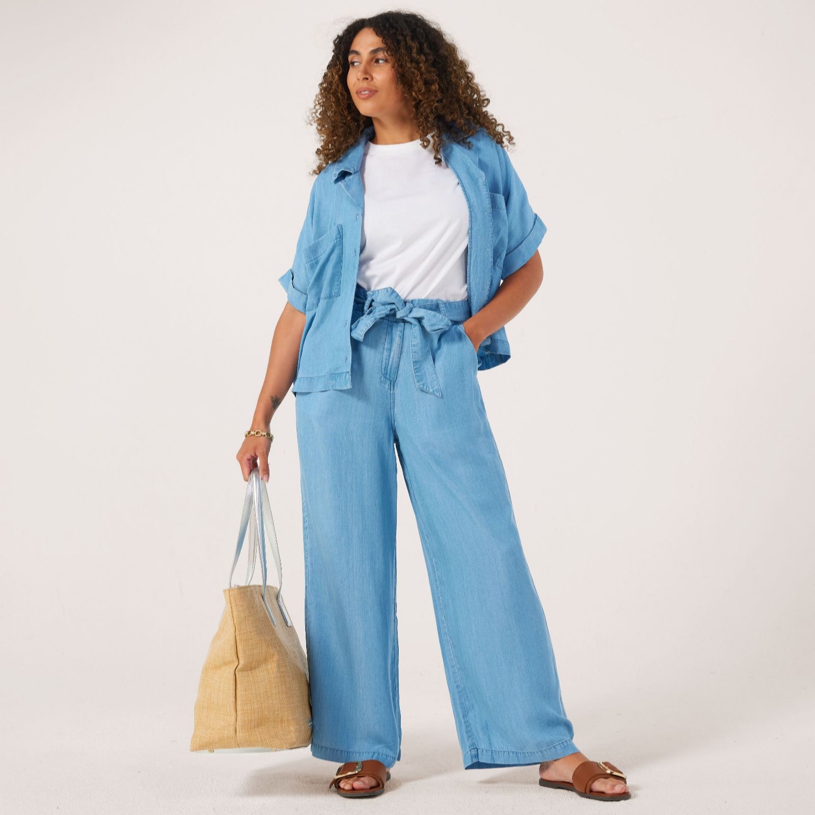 Dannii Minogue Tencel Wide Leg Trousers Petite