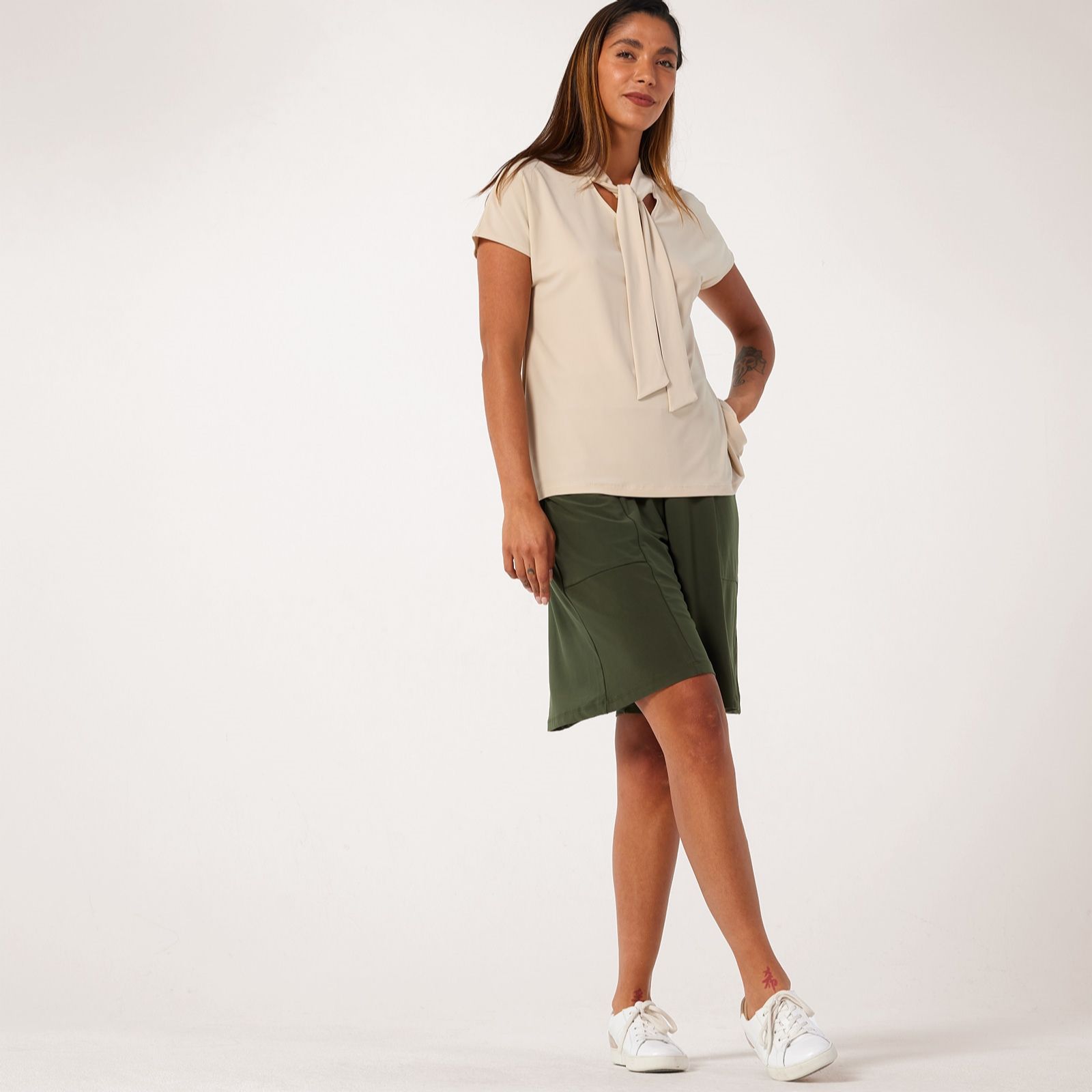 Kim & Co Brazil Jersey Short Dolman Sleeve Bow Top