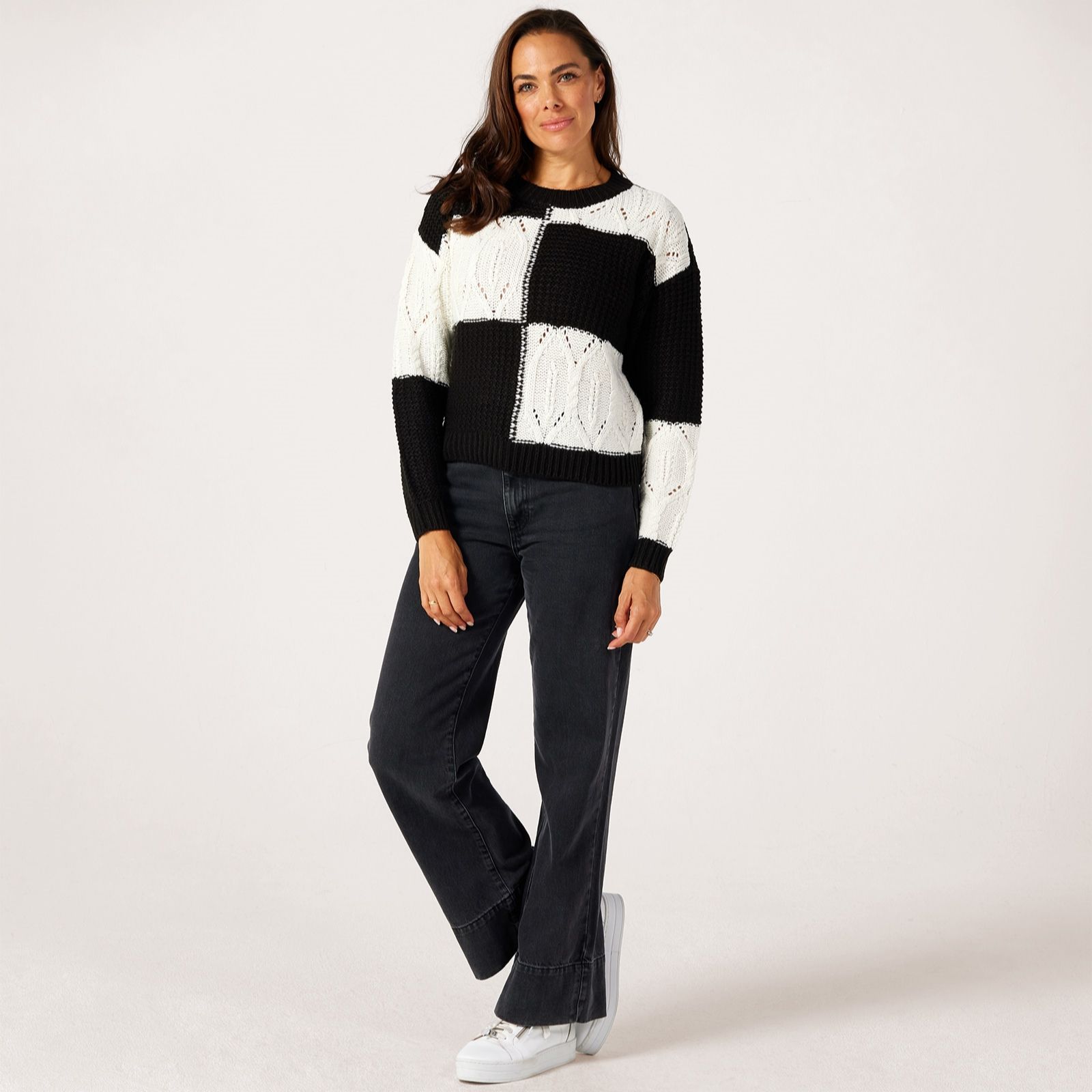 JDY Justy Colour Block Textured Knitted Jumper