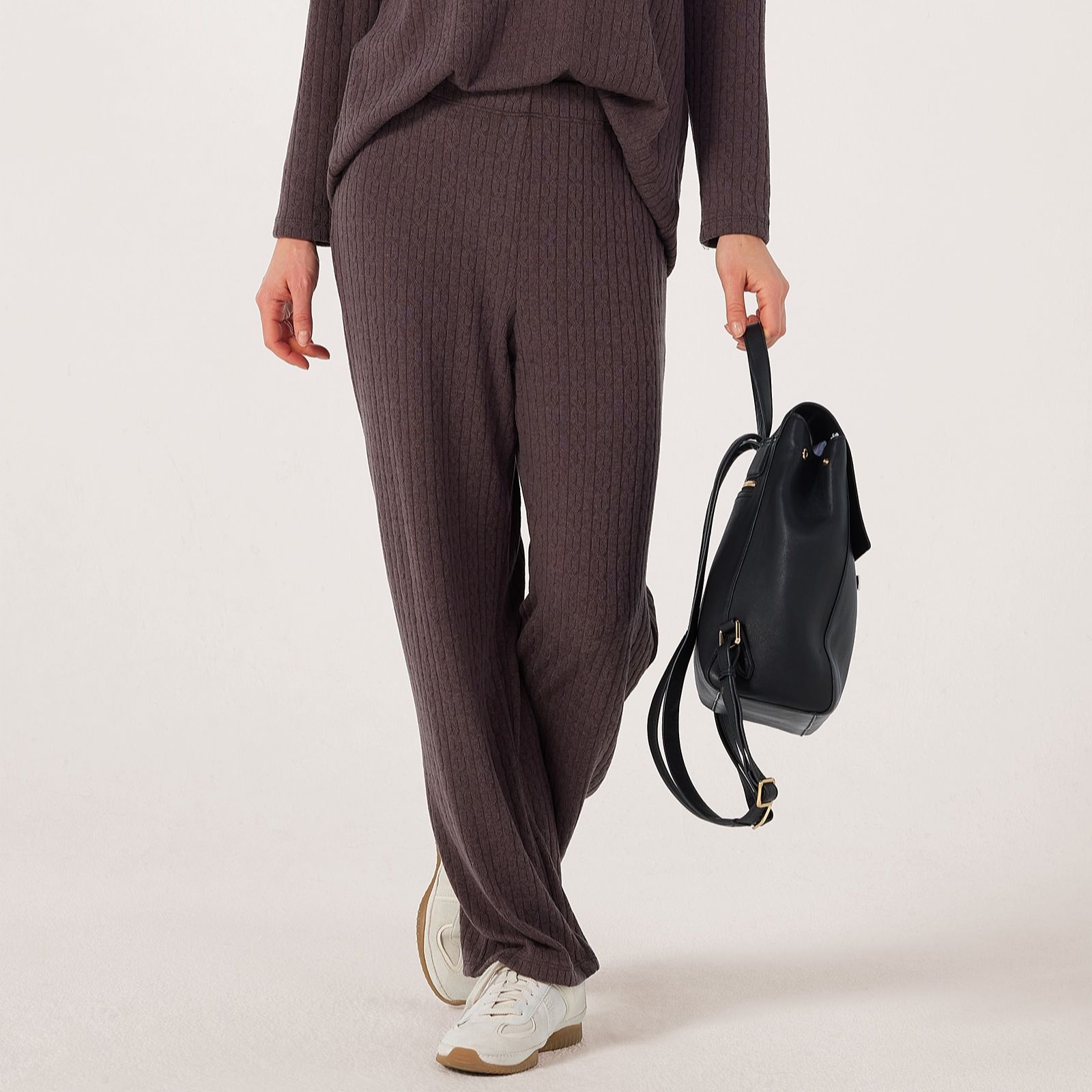 Kim & Co Fine Cable Knit Softline Slim Leg Trousers Petite