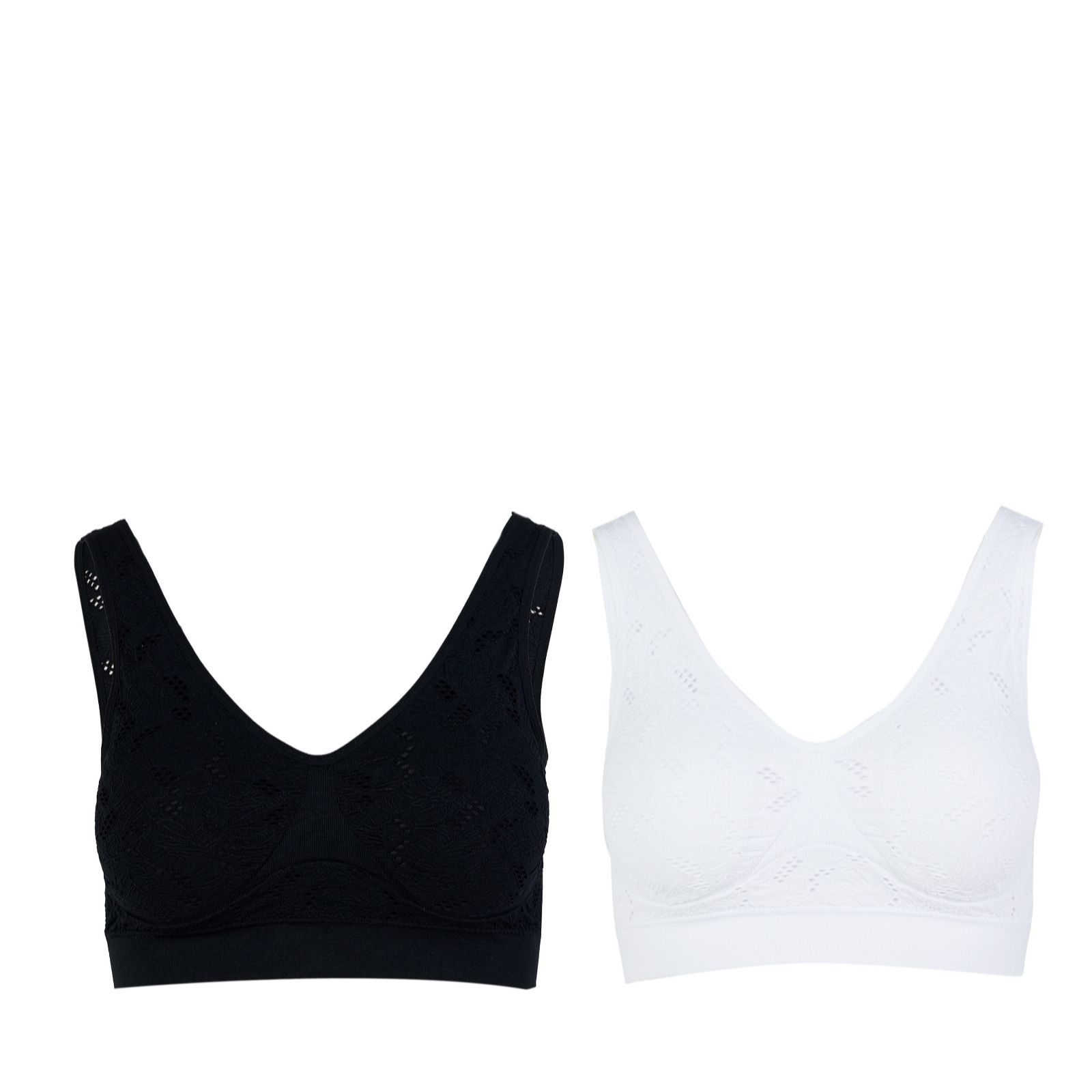 Rhonda Shear 2 Pack Seamless Lace Crochet Bra