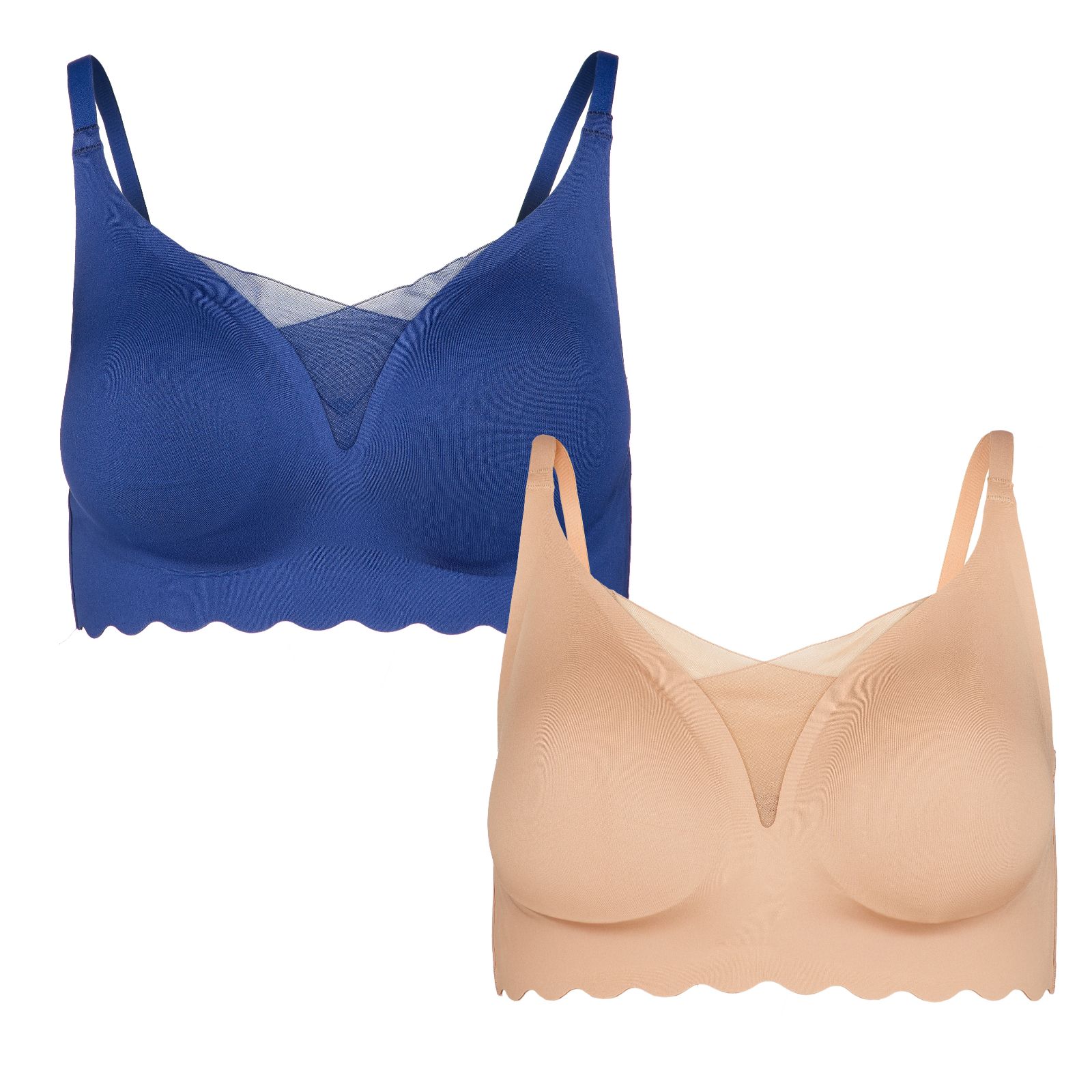 Rhonda Shear 2 Pack Scalloped Gel Bra with Mesh Neckline