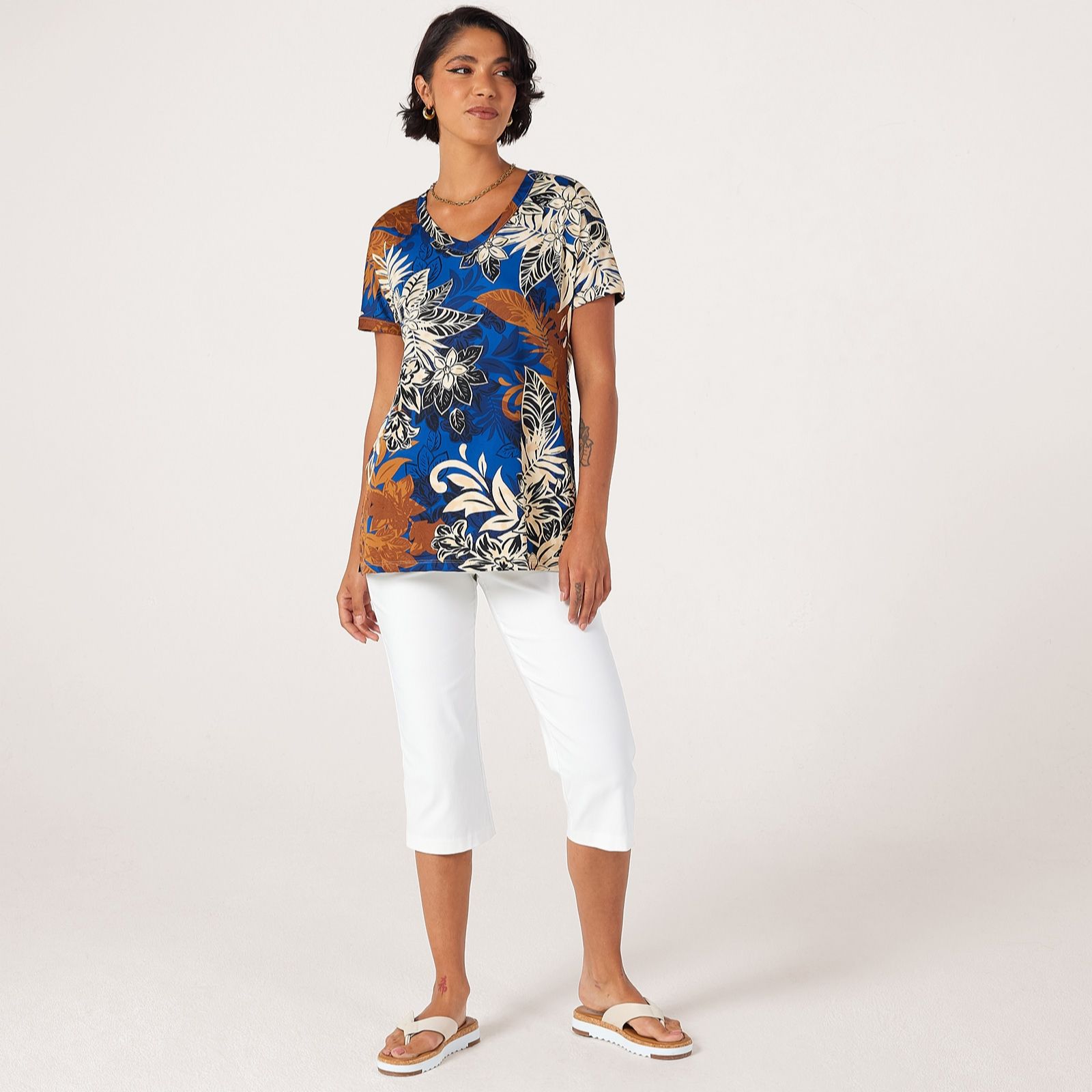 Kim & Co Printed Brazil Jersey Short Sleeve Tunic